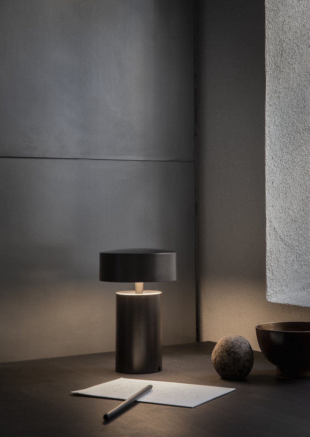 Norm Architects' Audo Cylindrical LED Cordless Table Lamp for Mood Setting