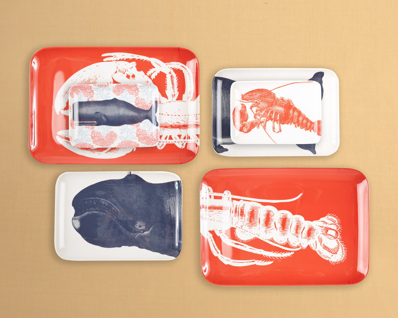 Thomas Paul Two-Piece Lobster Melamine Tray Set for Dining