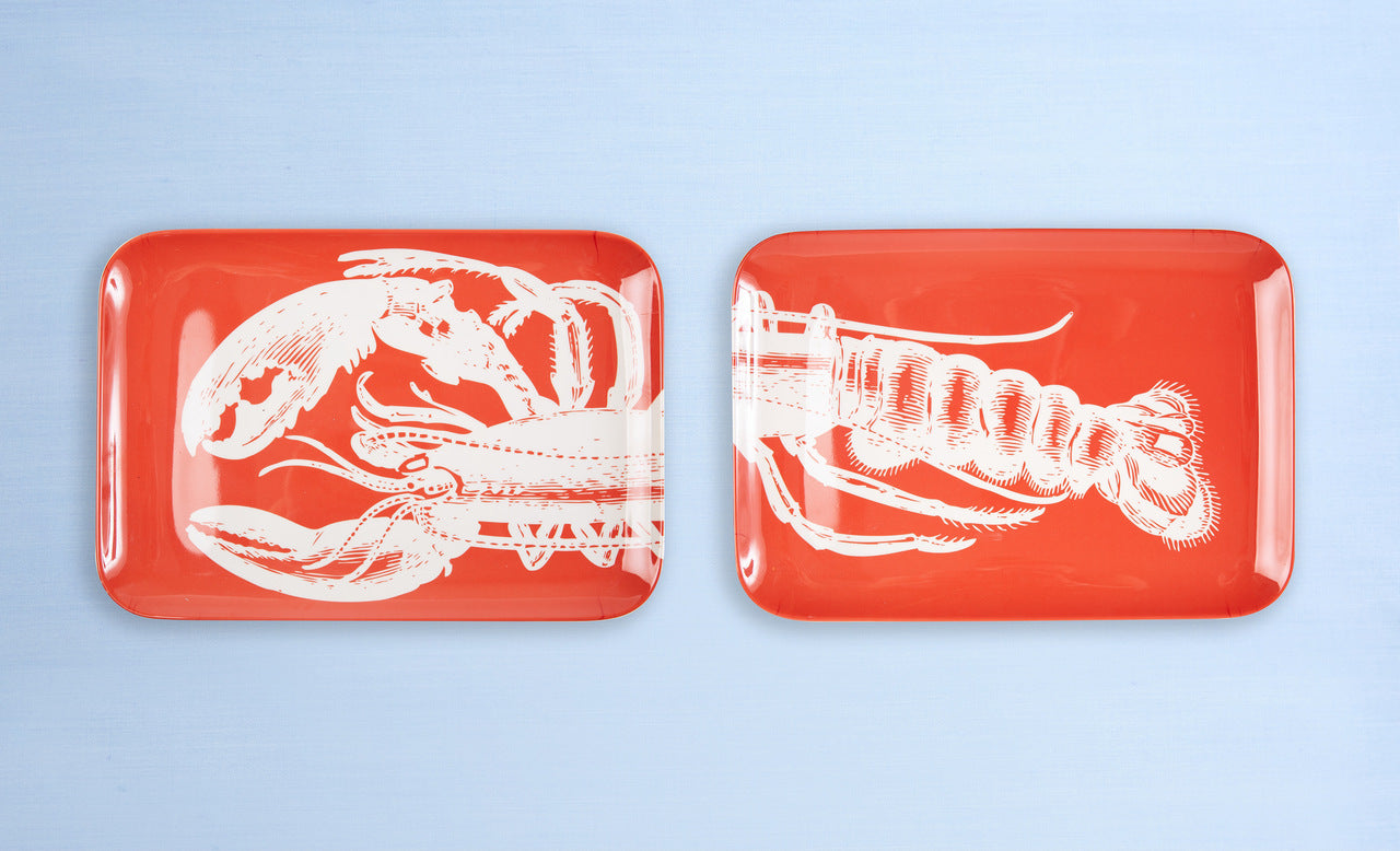 Thomas Paul Two-Piece Lobster Melamine Tray Set for Dining