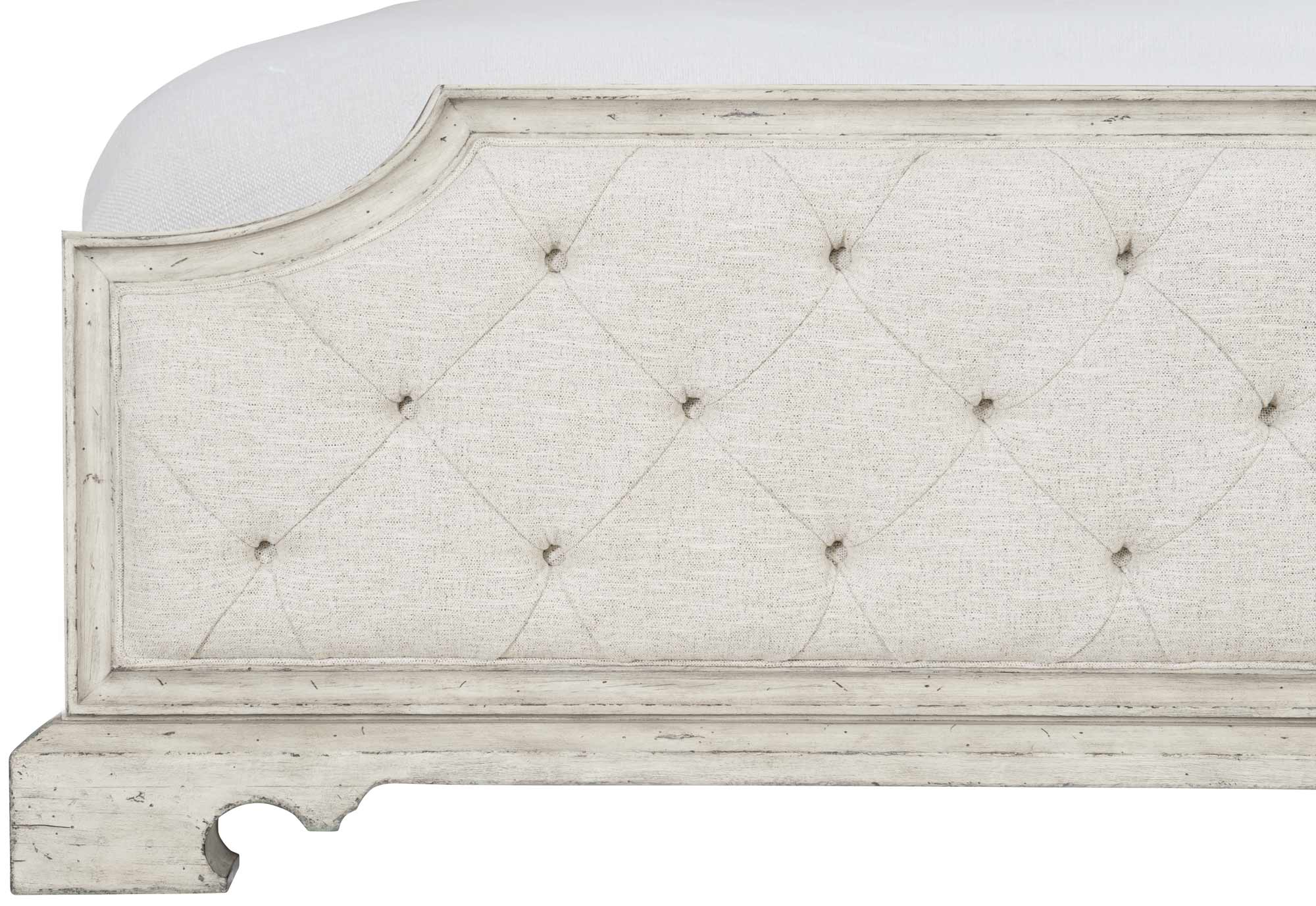 Bernhardt Mirabelle Cotton - Finished Upholstered Panel Bed with Ornamental Hardware