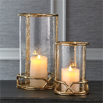 Napa Home & Garden 16-Inch Baldwin Hurricane with Gold Bamboo Design