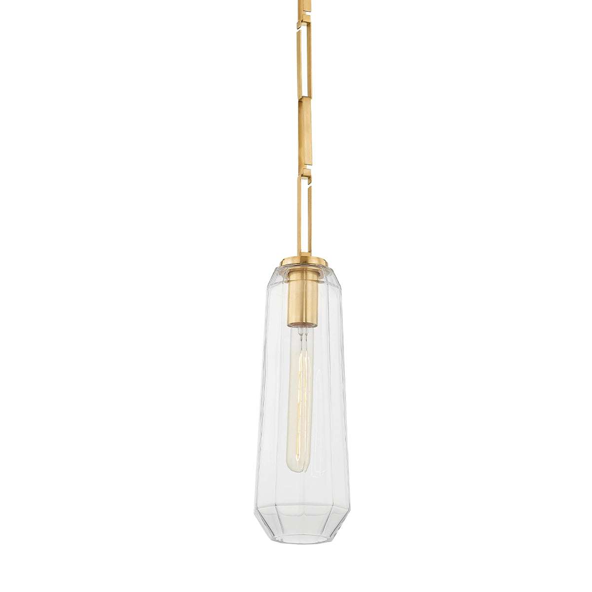 Corbett Vintage or Black Brass Copenhagen Pendant Light with Clear Glass