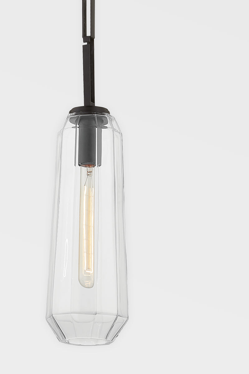 Corbett Vintage or Black Brass Copenhagen Pendant Light with Clear Glass