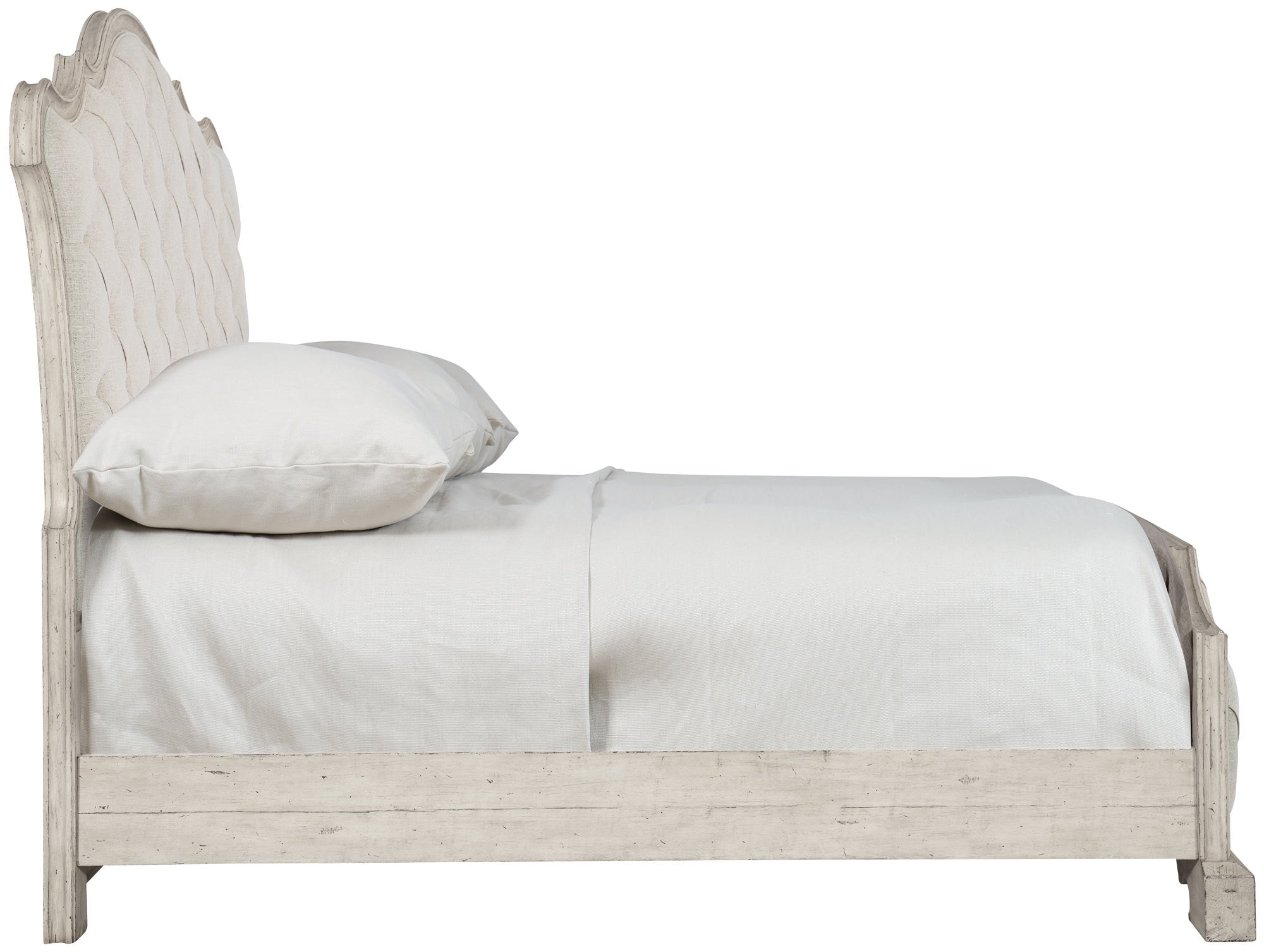 Bernhardt Mirabelle Cotton - Finished Upholstered Panel Bed with Ornamental Hardware