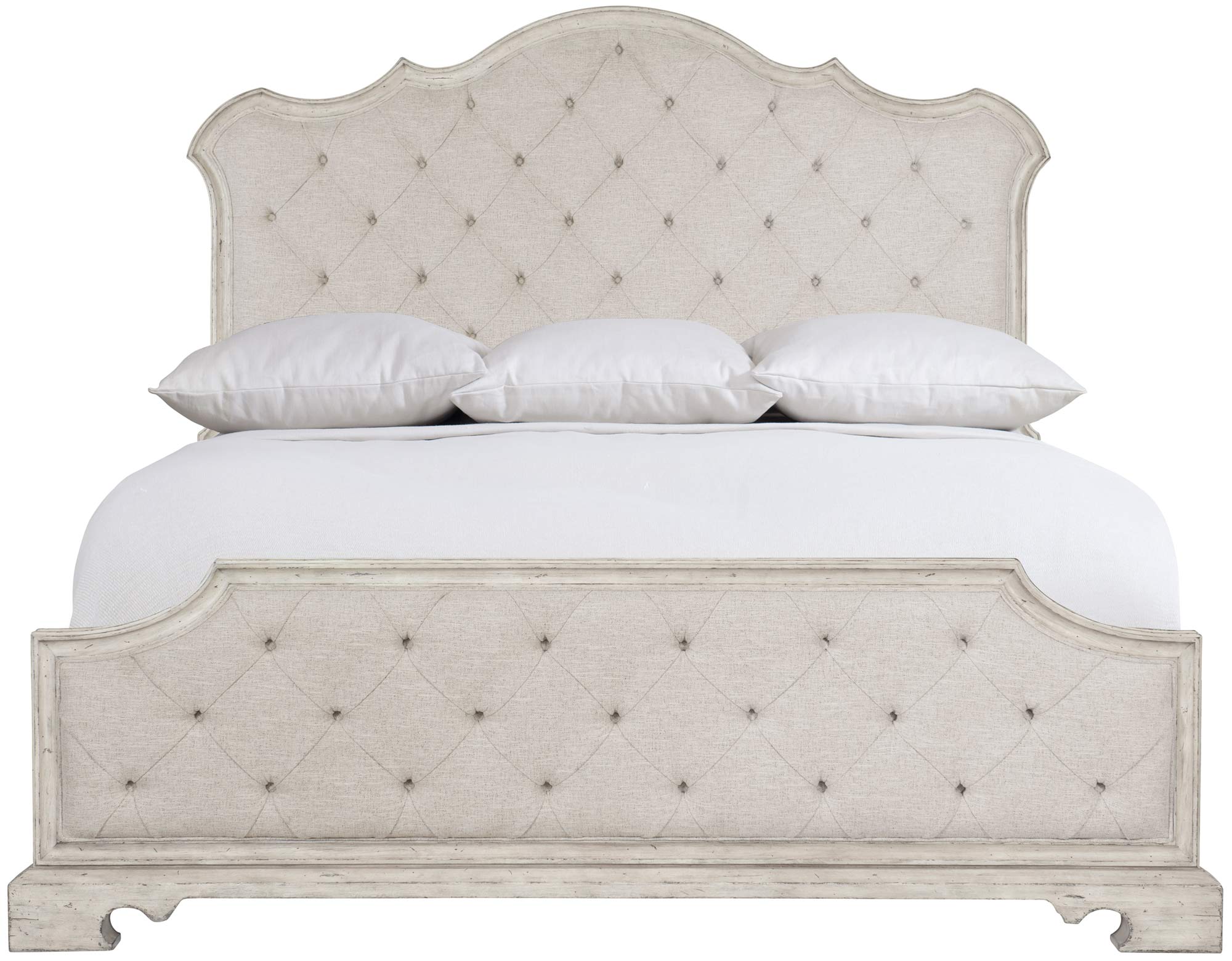 Bernhardt Mirabelle Cotton - Finished Upholstered Panel Bed with Ornamental Hardware