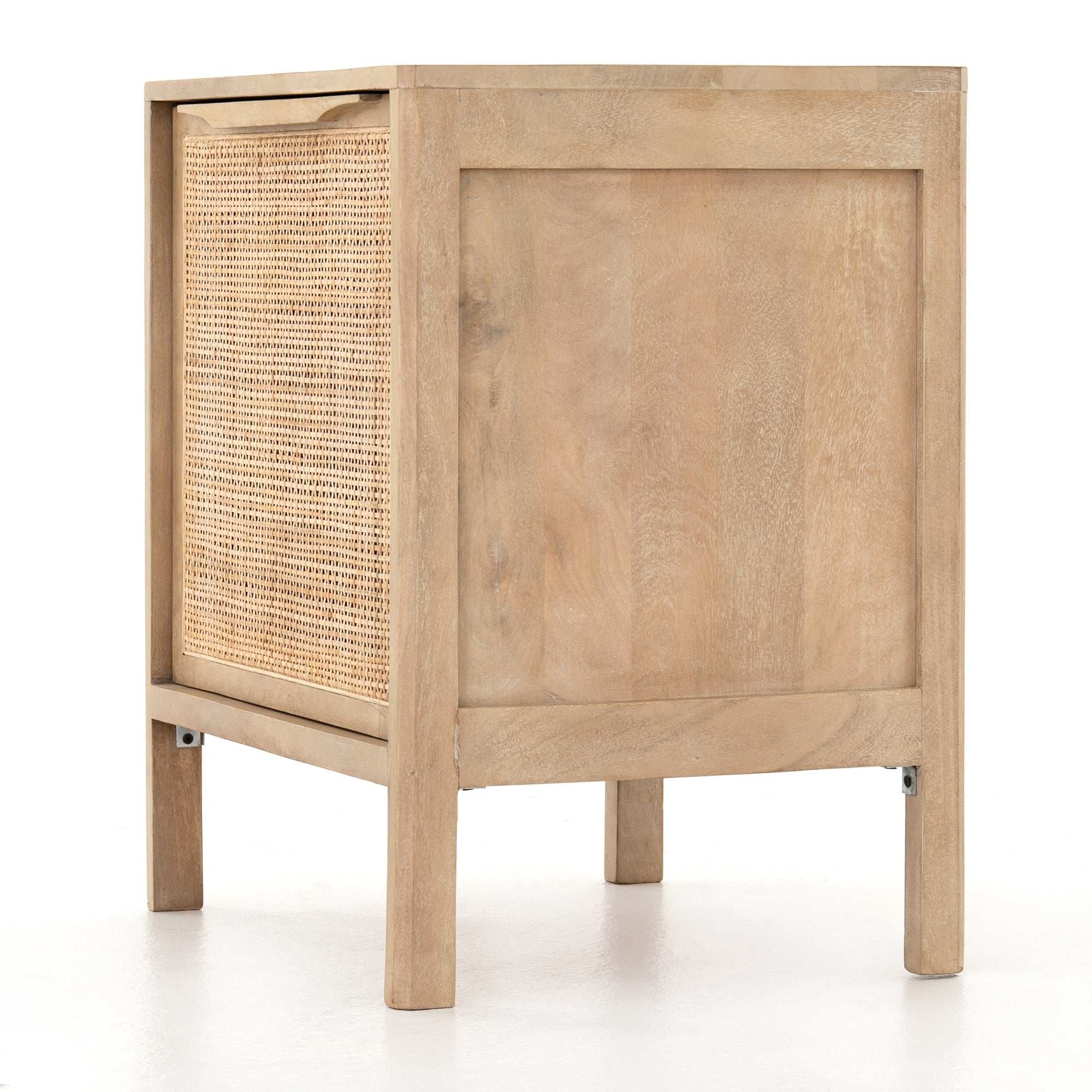 Four Hands Sydney Solid Mango Nightstand with Woven Cane and Removable Shelf