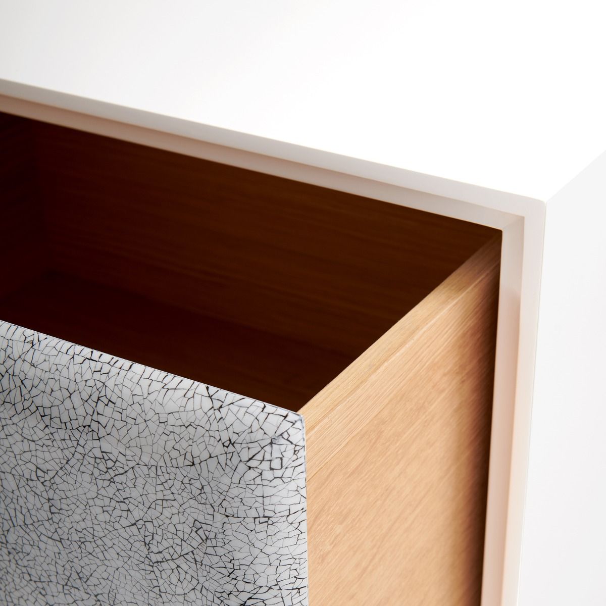 Villa & House Elisa 3 - Drawer Eggshell Console Table in Mottled Gray