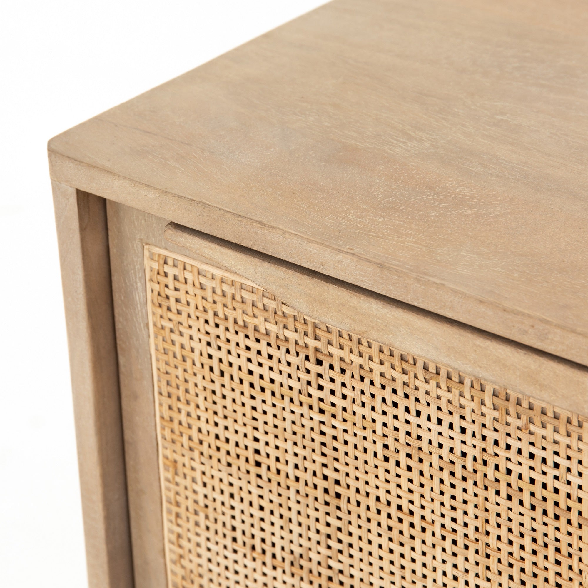 Four Hands Sydney Solid Mango Nightstand with Woven Cane and Removable Shelf
