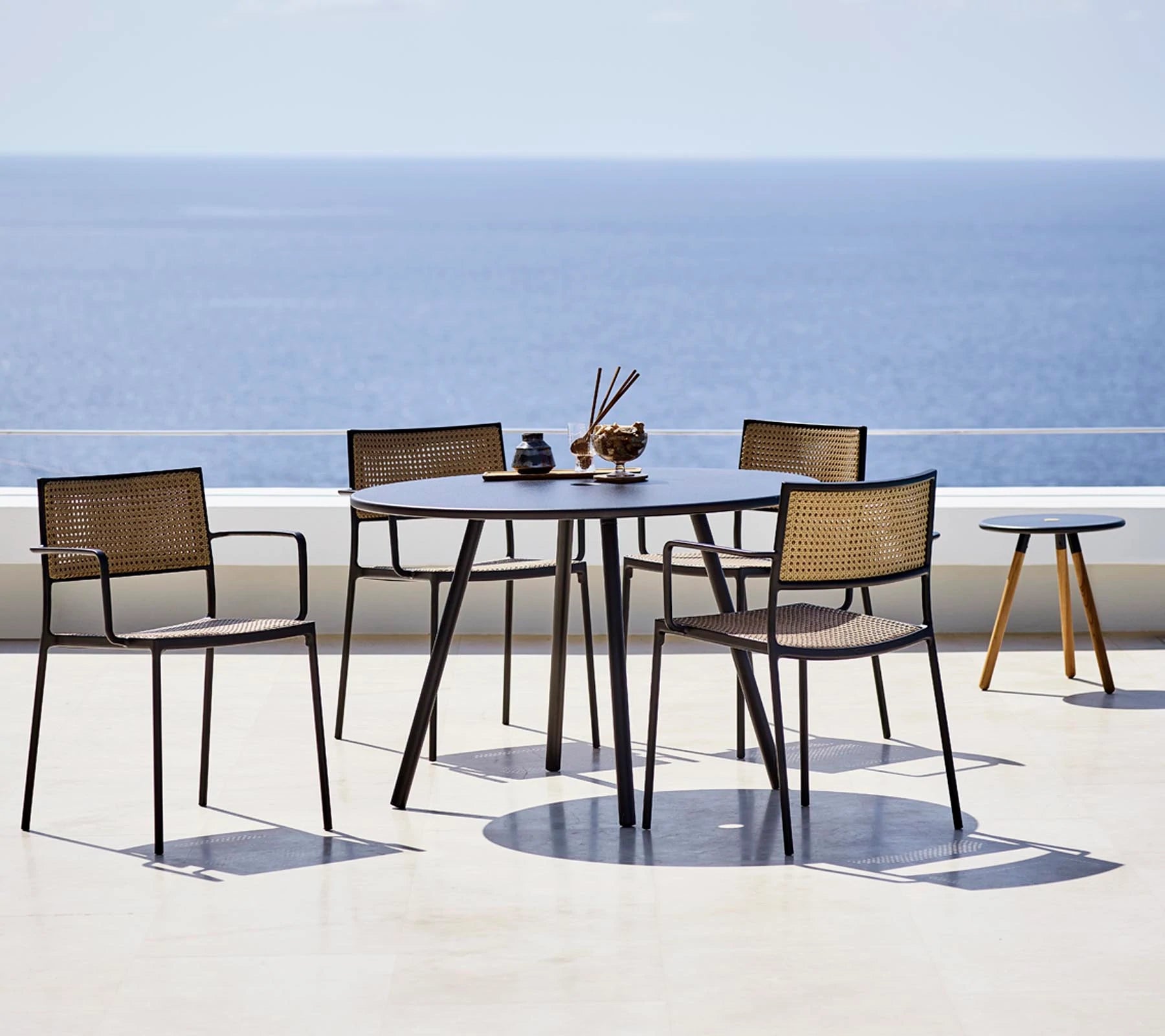 Cane-line Less Modern Stackable Aluminium Armchair with French Weave
