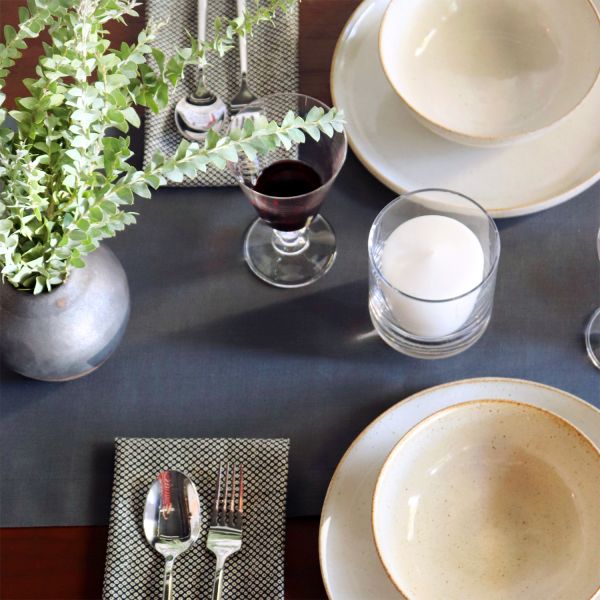 Huddleson Contemporary Luxury Italian Linen Table Runner for Elegant Dining