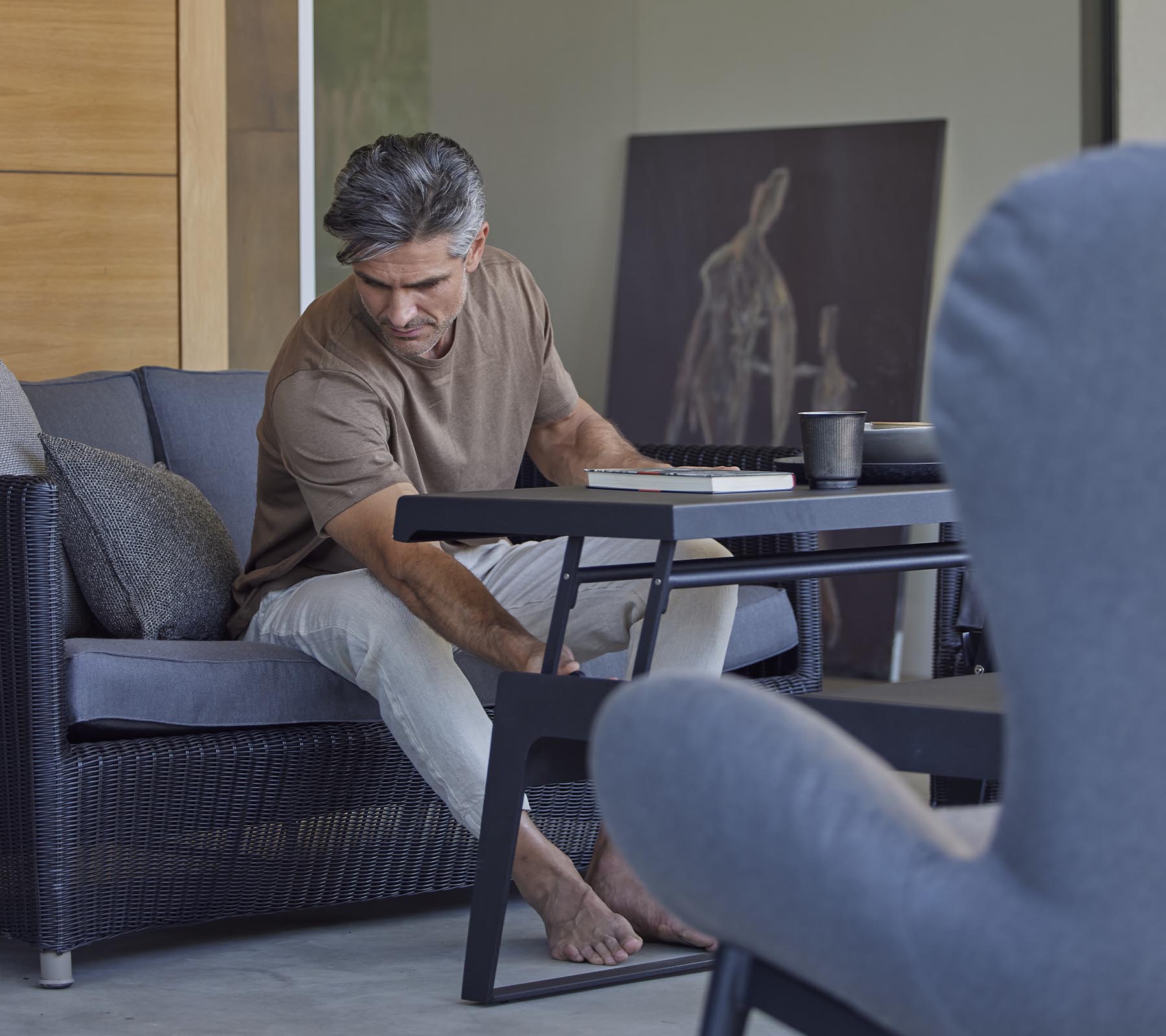 Cane-line Dual Adjustable Height Chill-Out Modern Coffee Table
