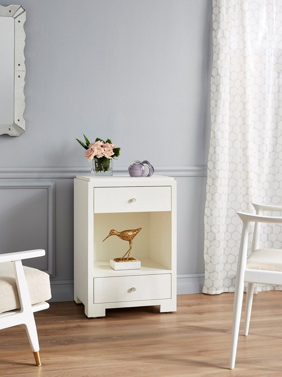 Villa & House Fedor Modern 2 - Drawer Side Table with Lacquered Grasscloth