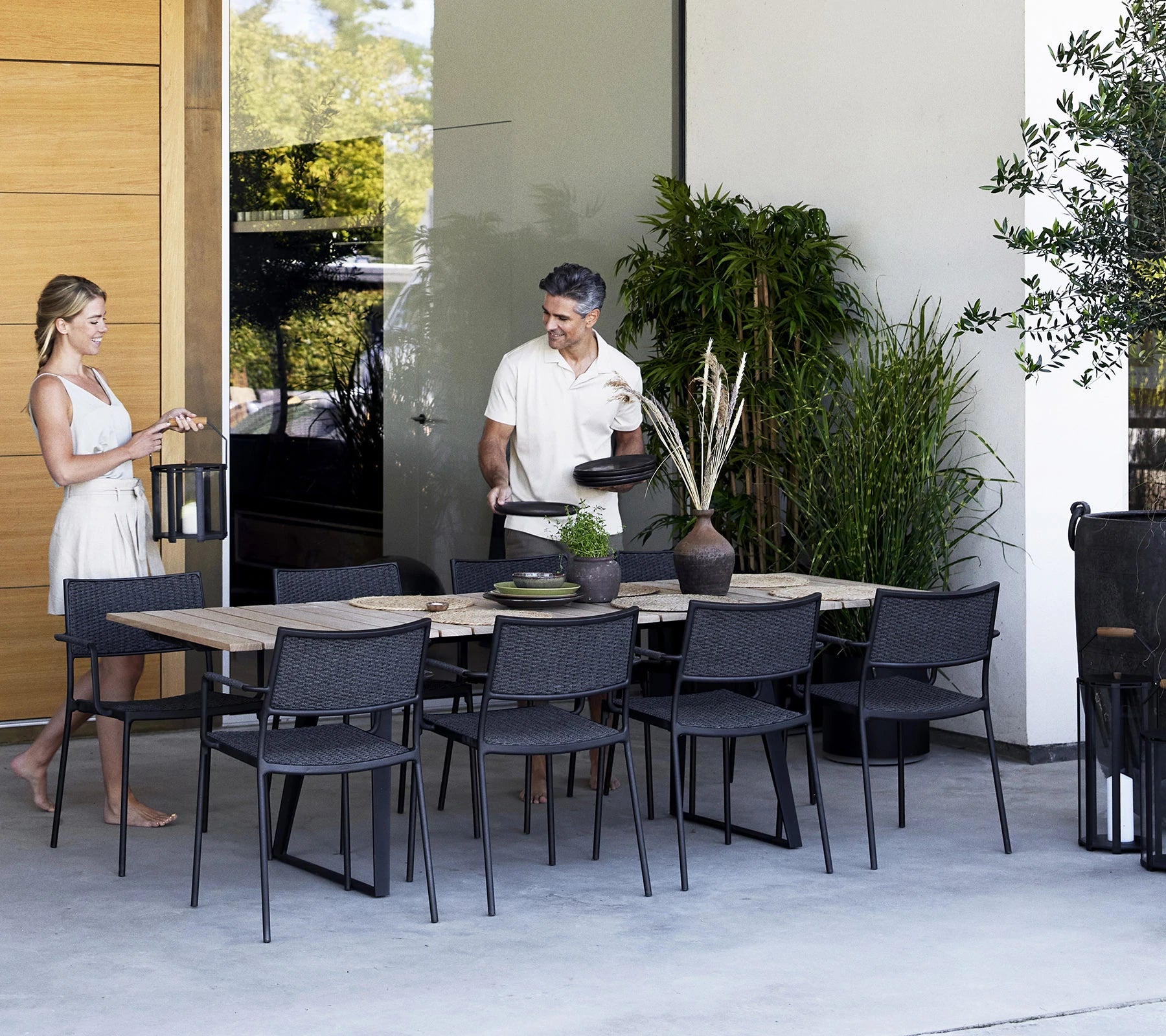 Cane-line Less Modern Stackable Aluminium Armchair with French Weave