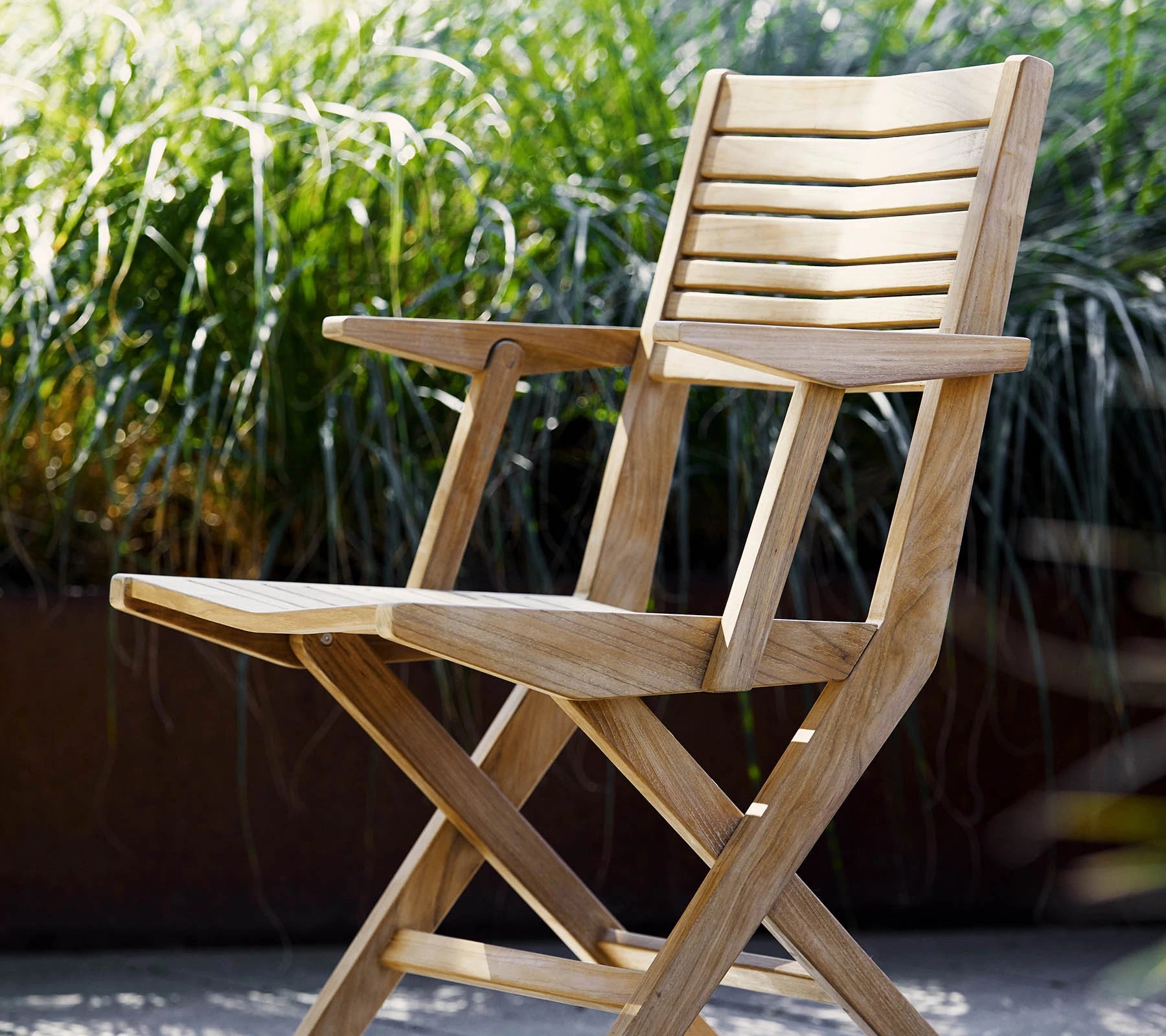 Cane-line High - quality Flip Folding Teak Armchair for Outdoor Use