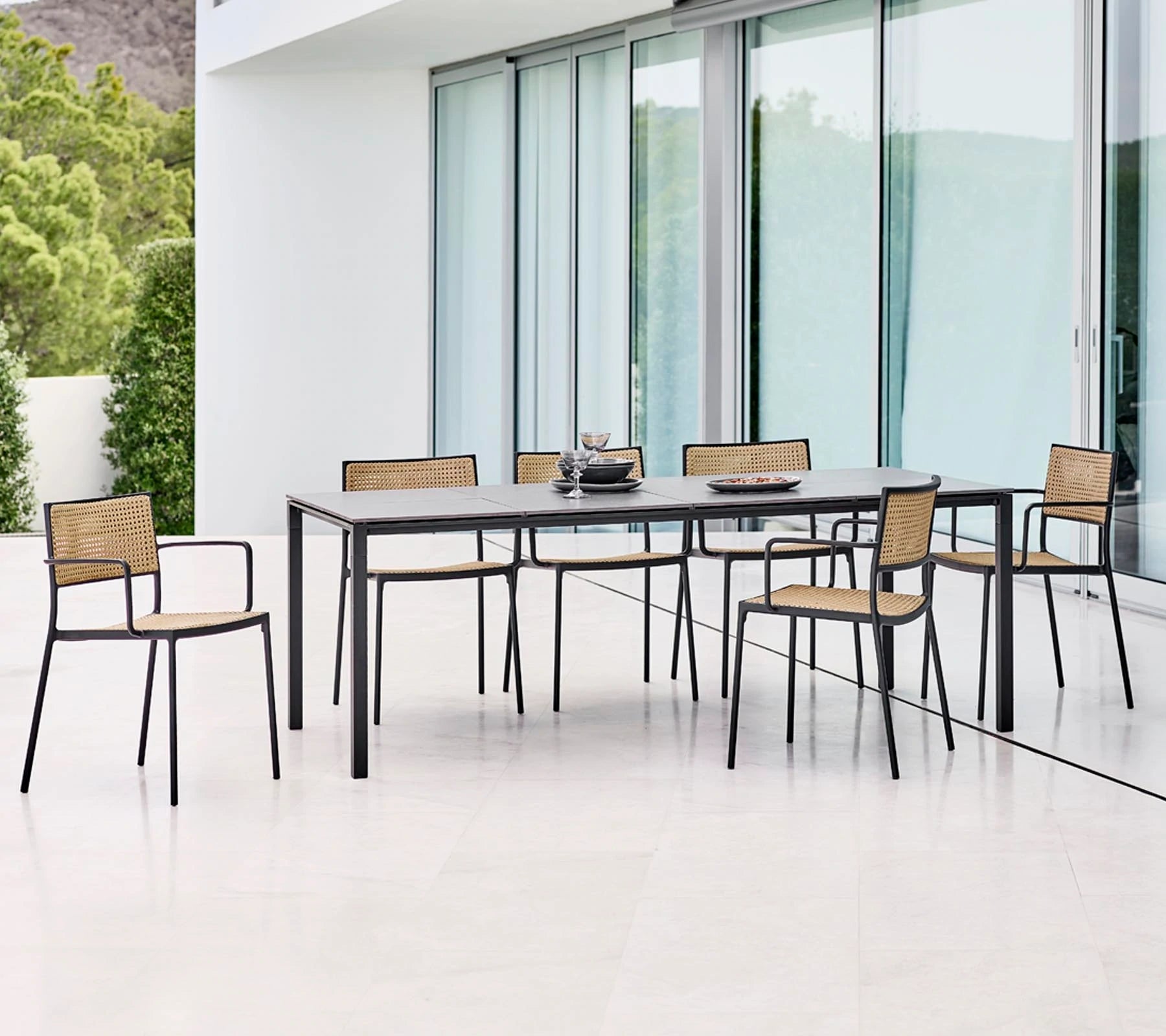 Cane-line Less Modern Stackable Aluminium Armchair with French Weave