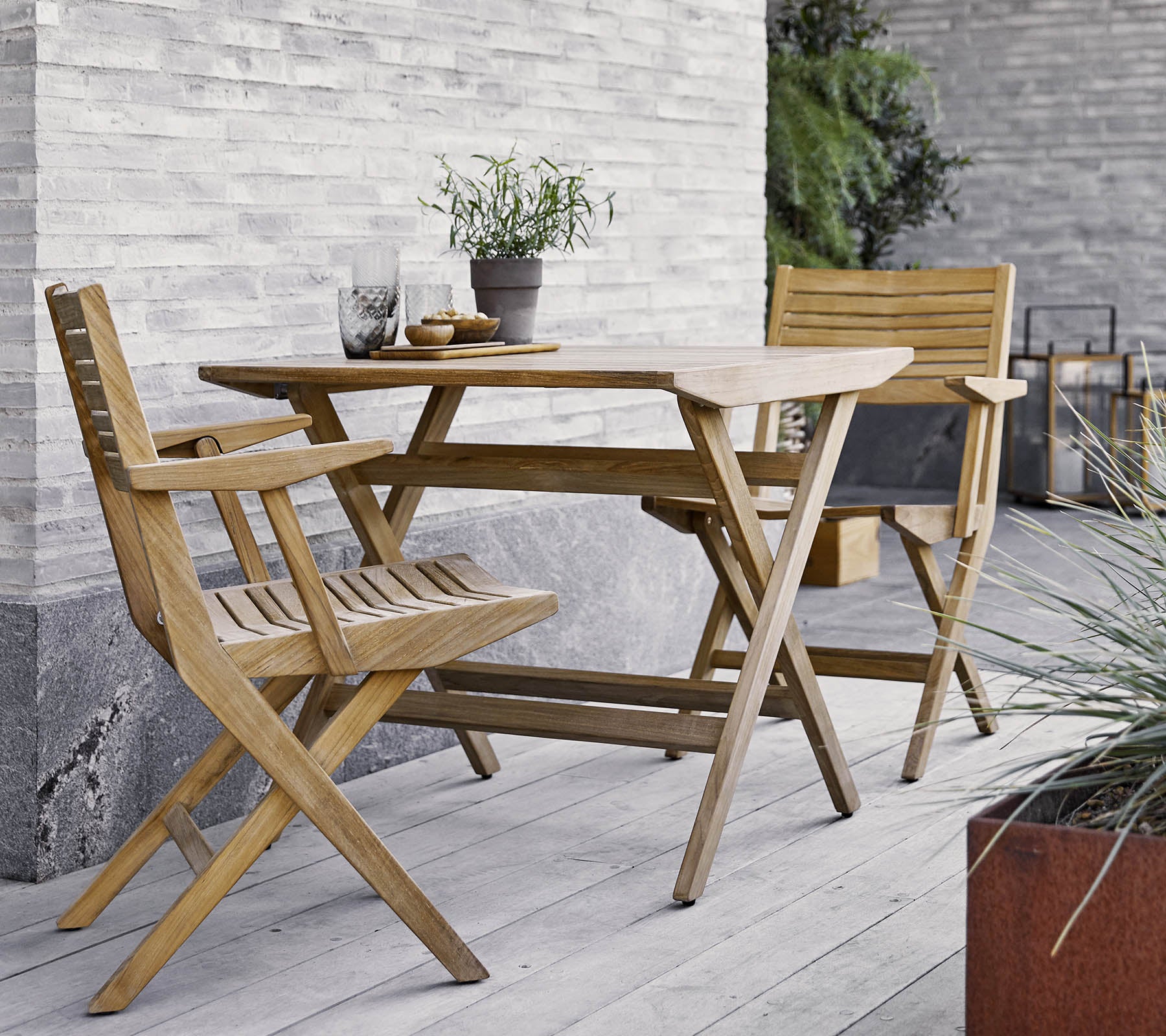 Cane-line High - quality Flip Folding Teak Armchair for Outdoor Use