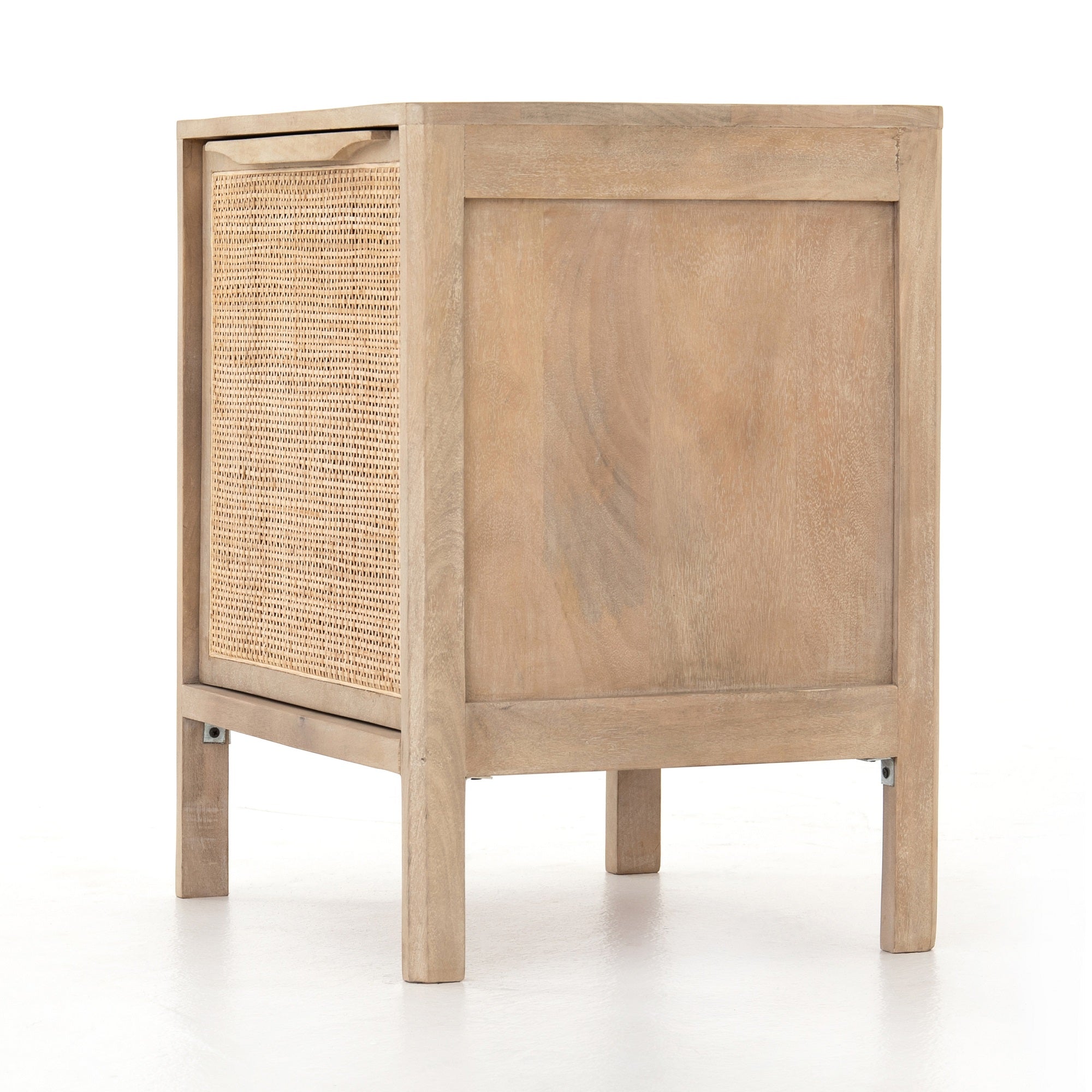 Four Hands Sydney Solid Mango Nightstand with Woven Cane and Removable Shelf