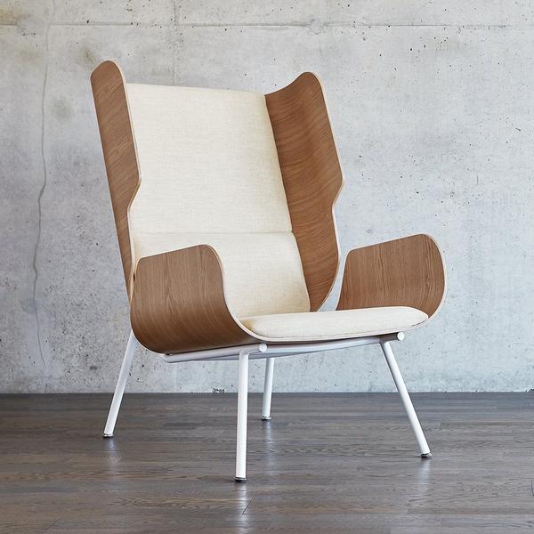 GUS Modern Contemporary Elk Chair with Walnut or Ash Veneer