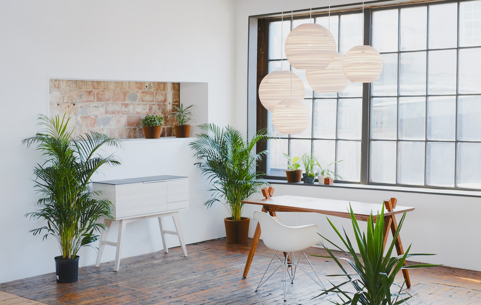 Graypants Recycled Cardboard Moon-Shaped Pendant Scraplight