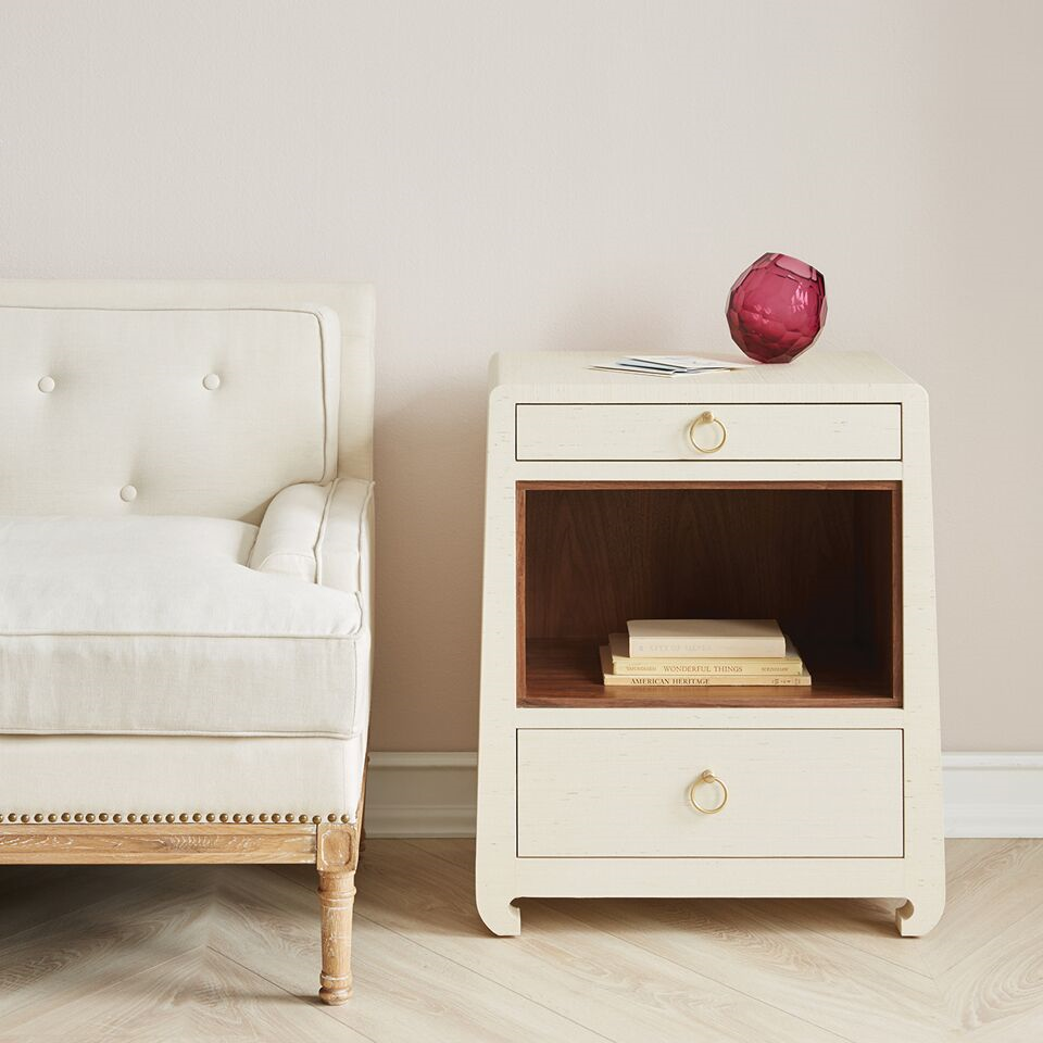 Villa & House Ming Flax Brown 2-Drawer Side Table with Elegant Design