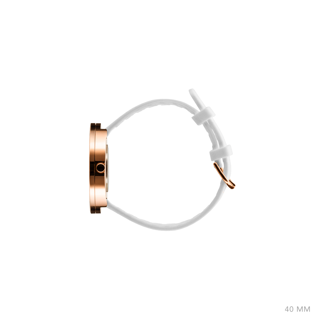 40mm Picto Watch with White Dial and Polished Rose Gold Hands
