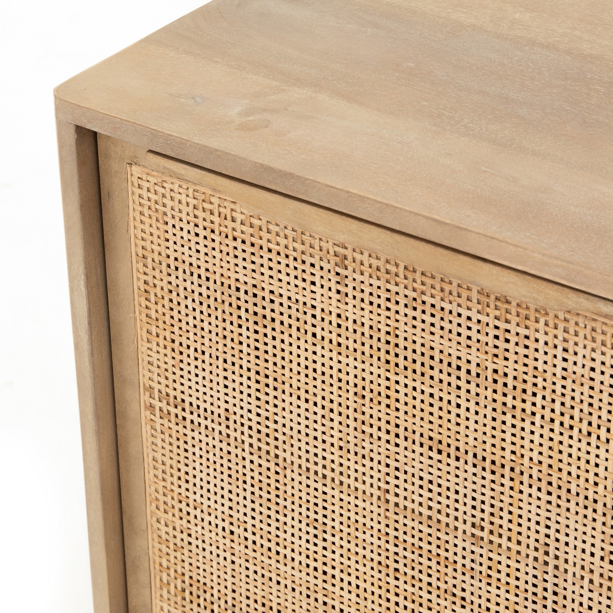 Four Hands Sydney Solid Mango Nightstand with Woven Cane and Removable Shelf