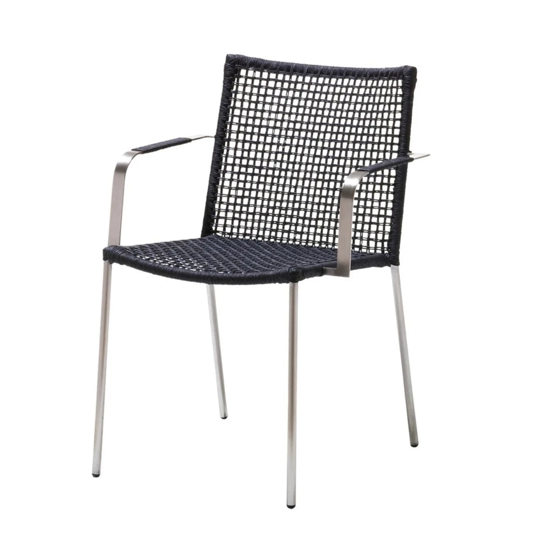 Stylish Cane - line Stackable Straw Armchair for Indoor Use