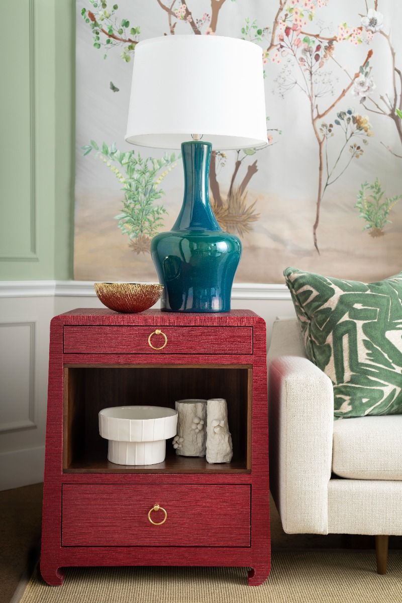Villa & House Ming Flax Brown 2-Drawer Side Table with Elegant Design