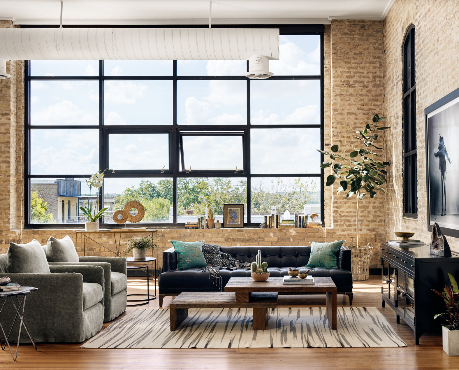 Four Hands 91-Inch Dylan Sofa in Top-Grain Leather or Sapphire Olive Fabric