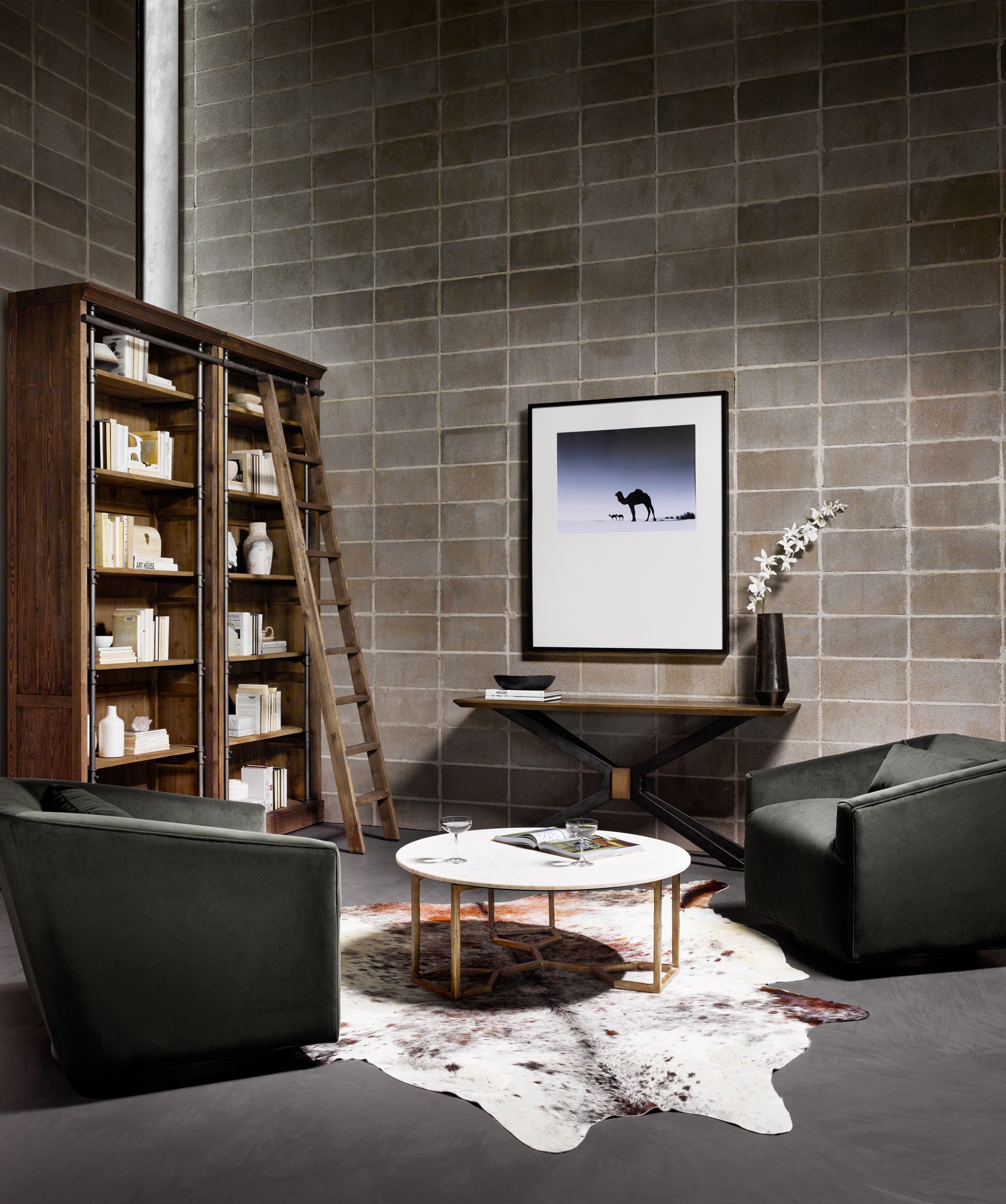Four Hands Industrial Spider-Style Console Table for Modern Spaces