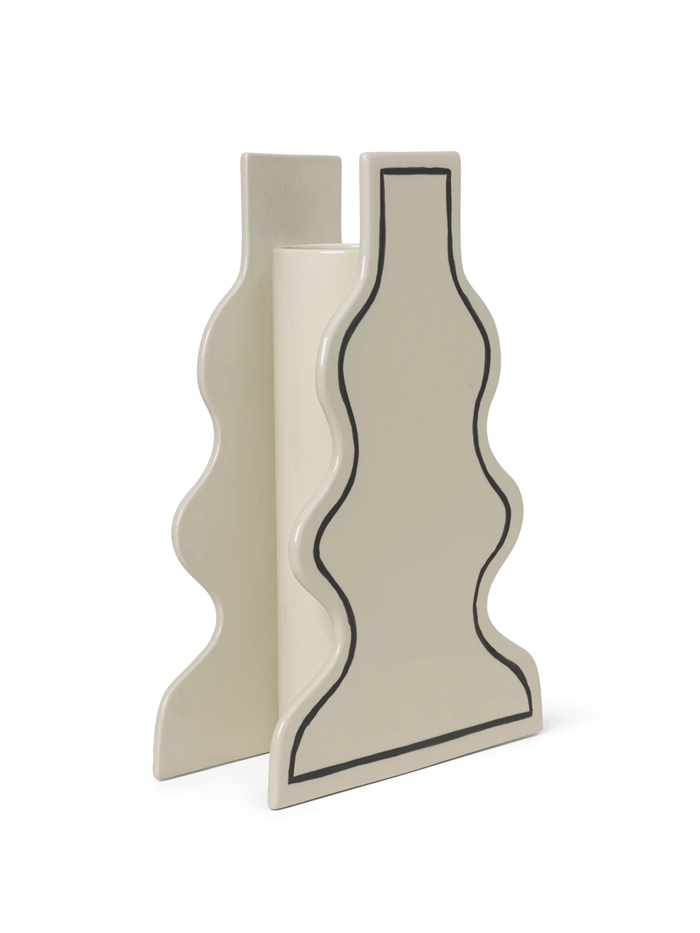 Ferm Living Hand - Painted Curvy Stoneware Paste Vase for Home Decor