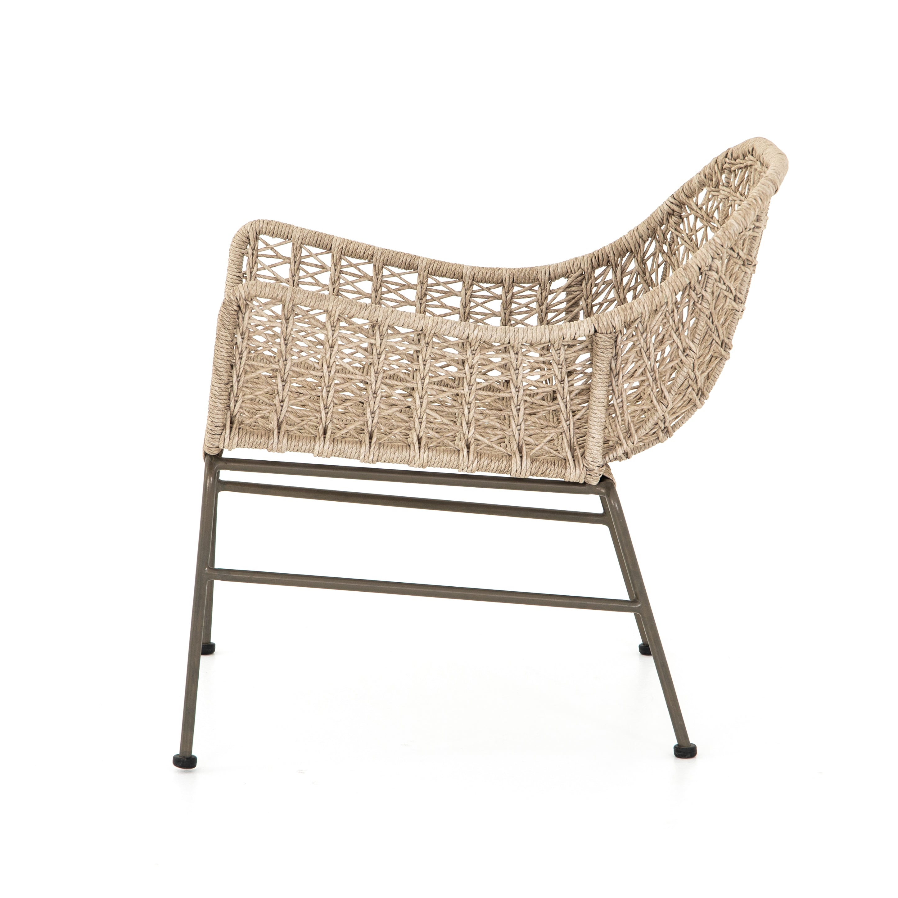 Four Hands Bandera Modern Outdoor Woven Club Chair with Black Iron Base