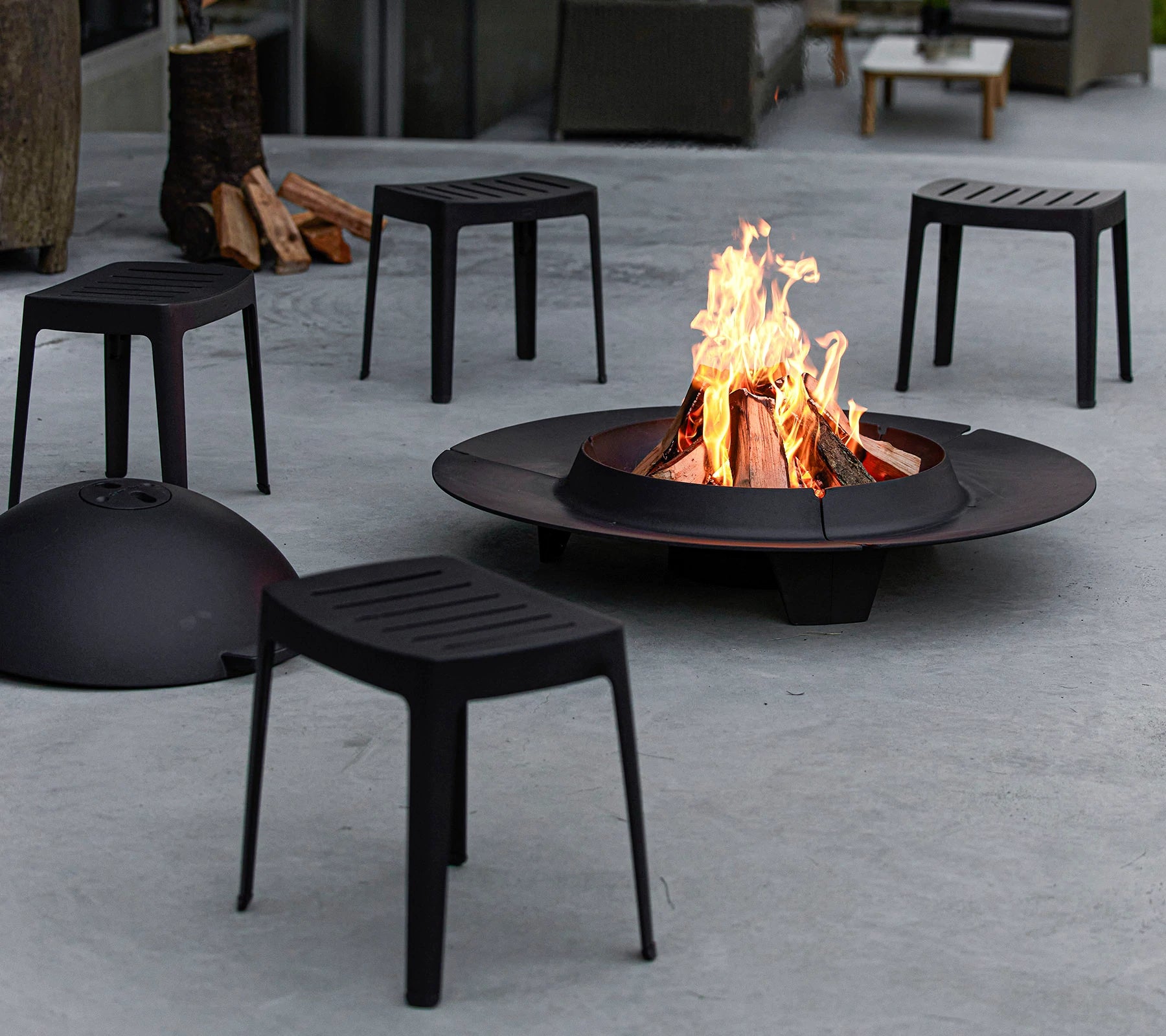 Cane-line Modern Stackable Cut Stool for Indoor and Outdoor Use