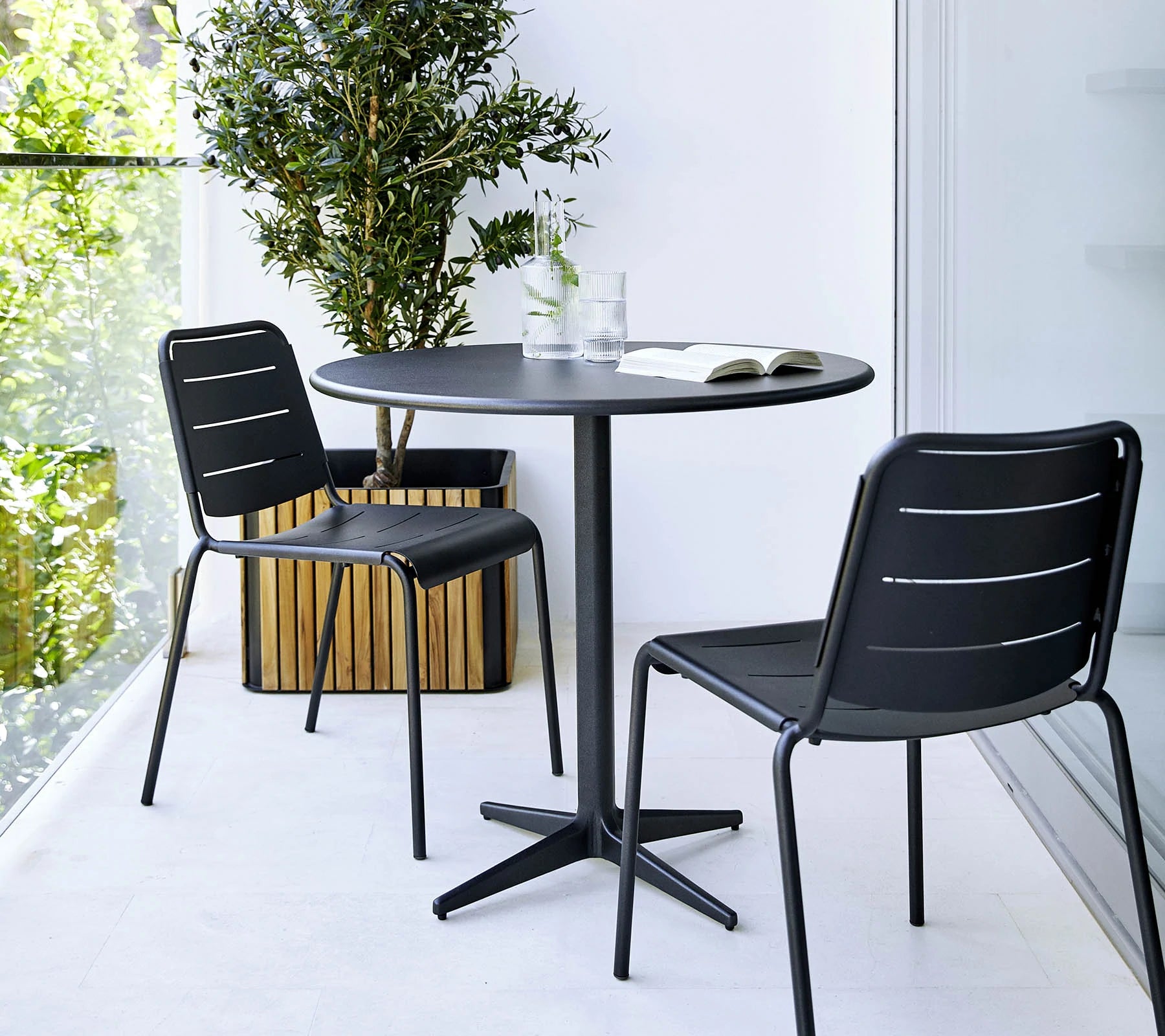 Stylish Cane-line Round Drop Café Table, 80cm Diameter