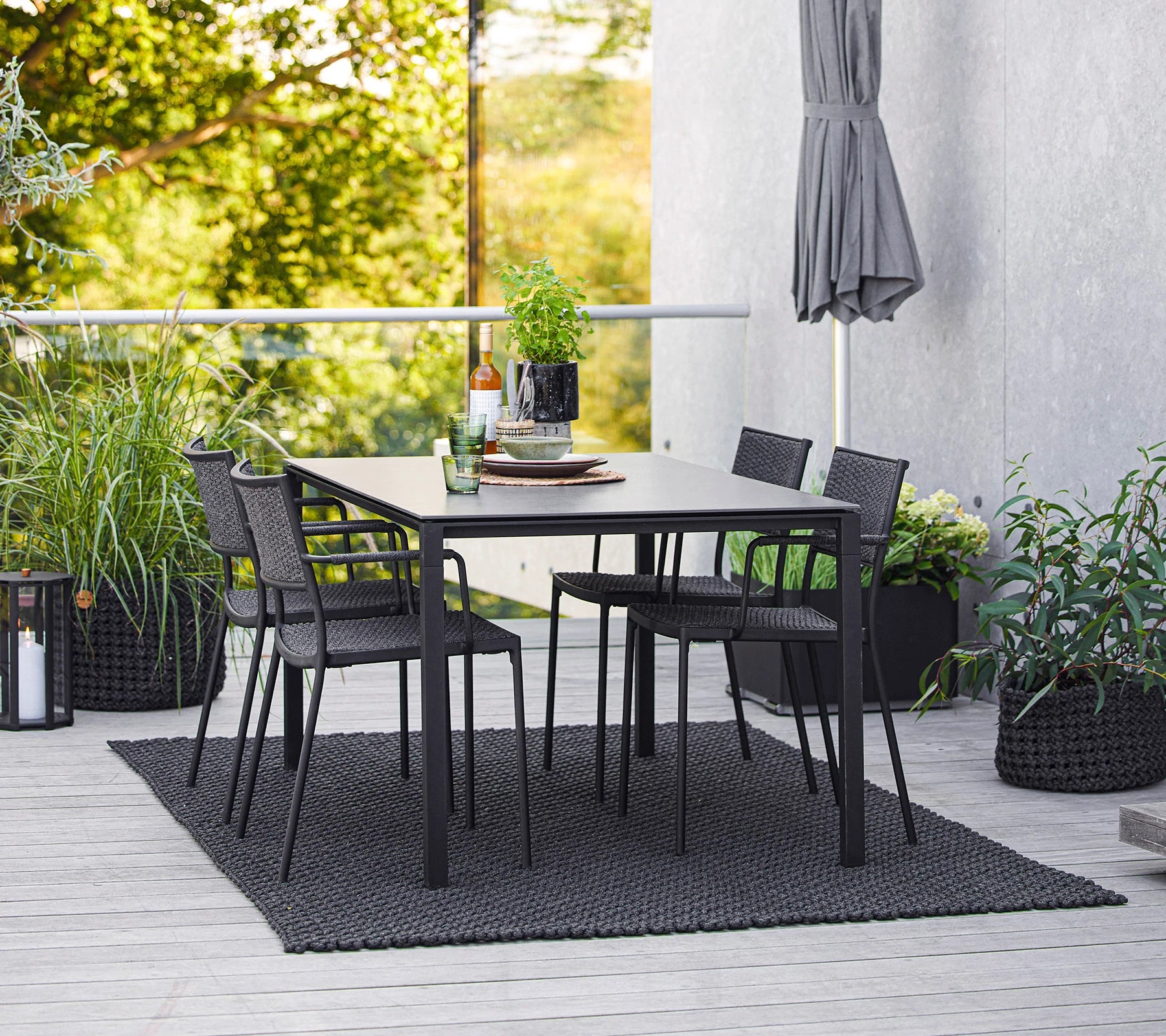 Cane-line Less Modern Stackable Aluminium Armchair with French Weave