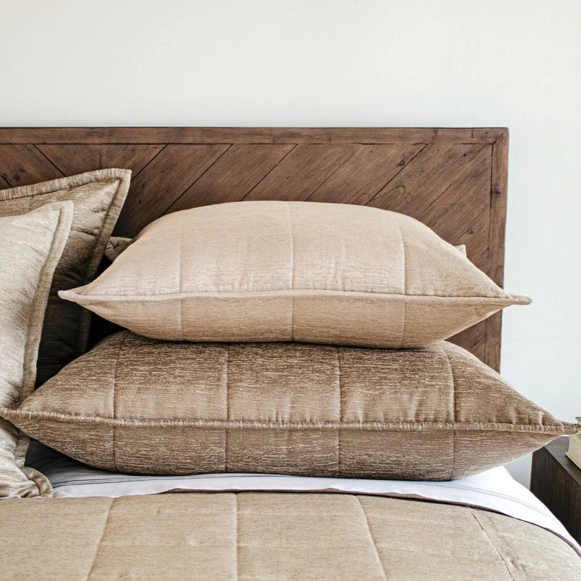 Ann Gish Stria Quilted Decorative Pillow for Bed with Feather and Down Insert