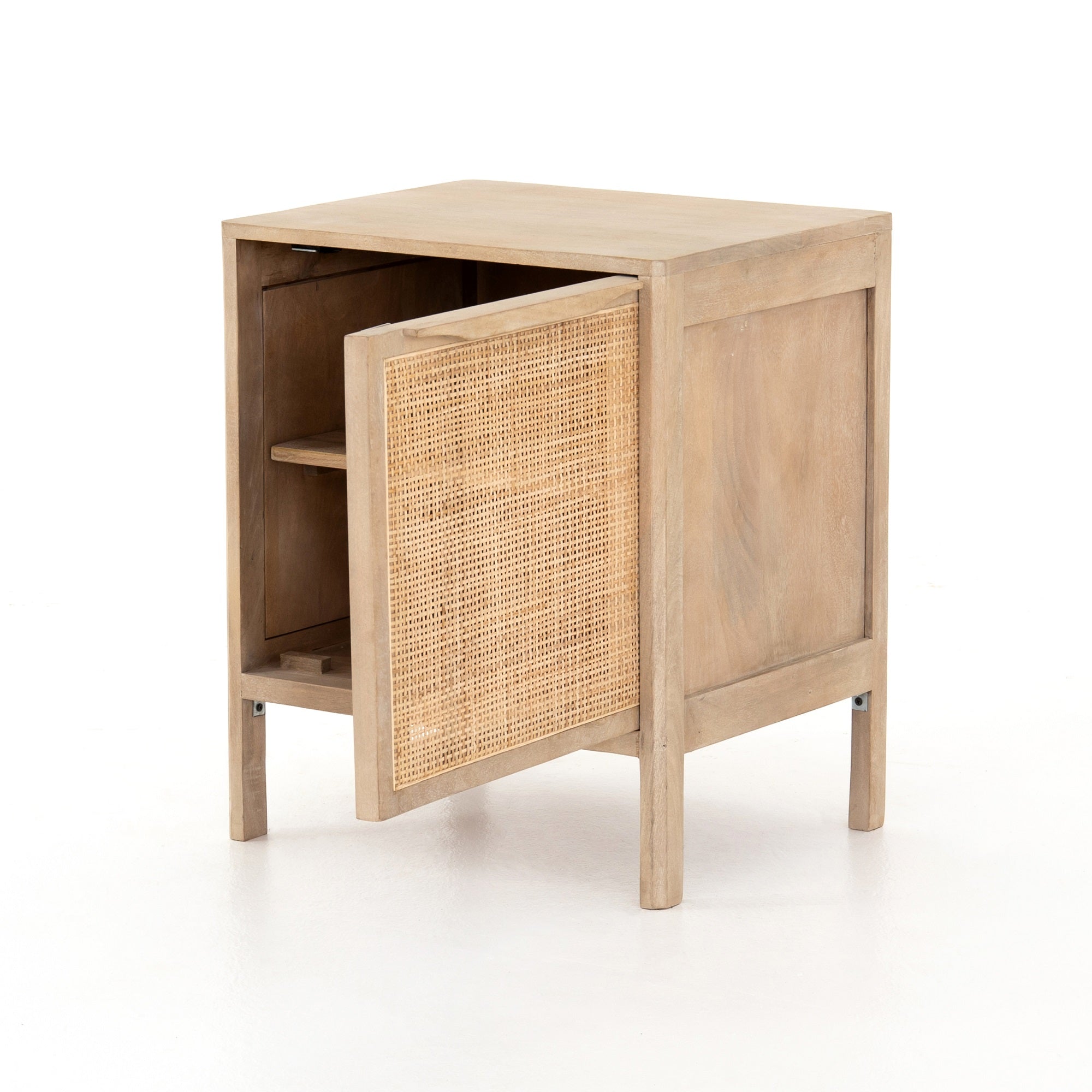 Four Hands Sydney Solid Mango Nightstand with Woven Cane and Removable Shelf