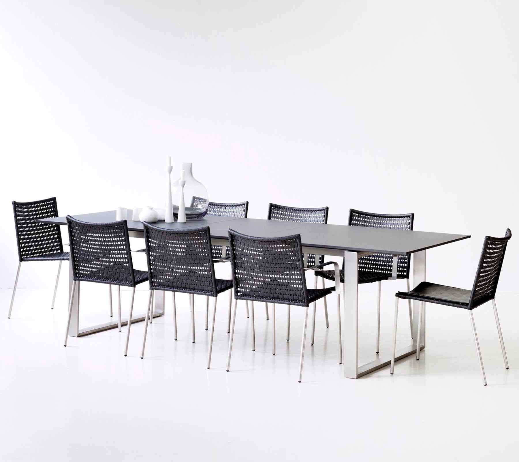 Stylish Cane - line Stackable Straw Armchair for Indoor Use