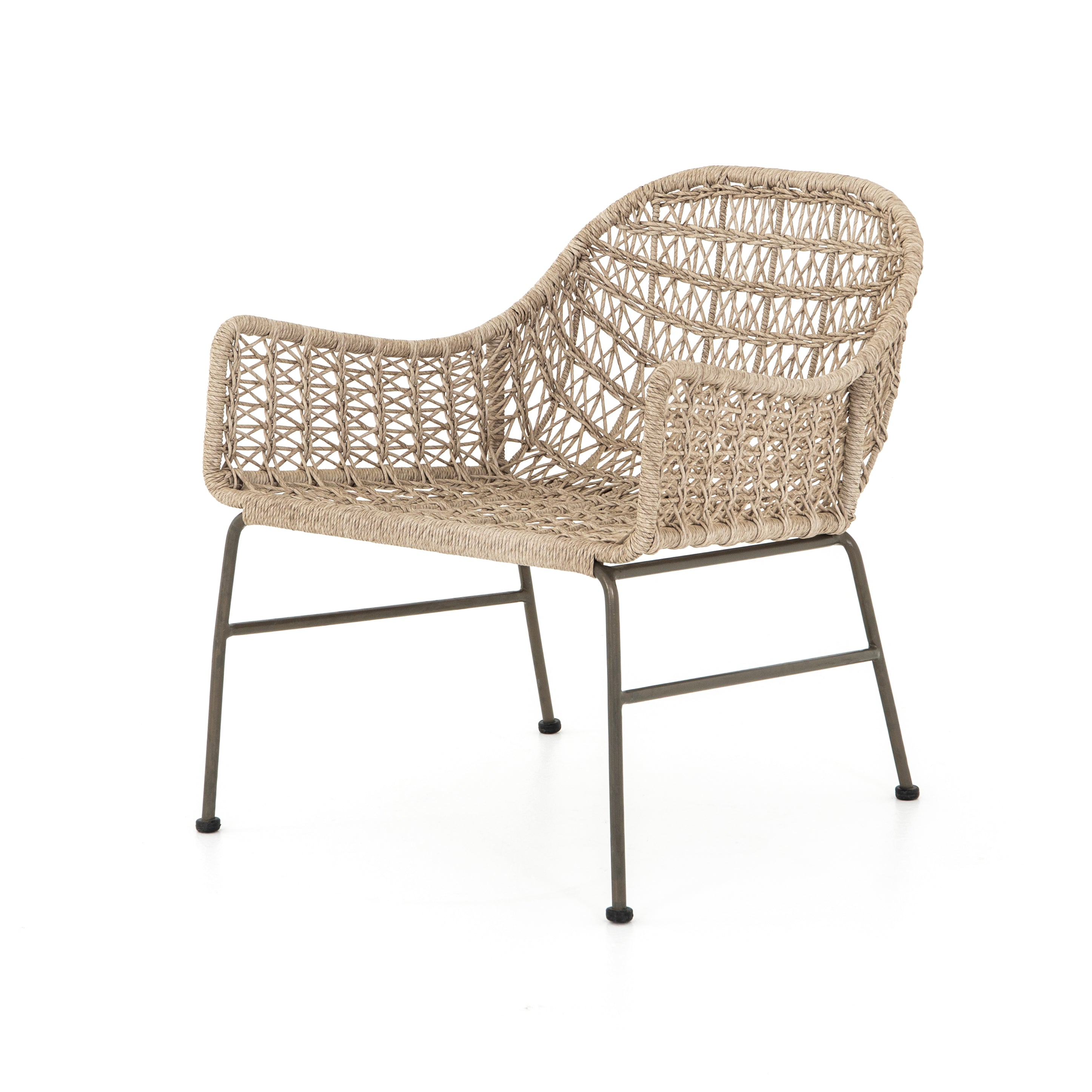Four Hands Bandera Modern Outdoor Woven Club Chair with Black Iron Base