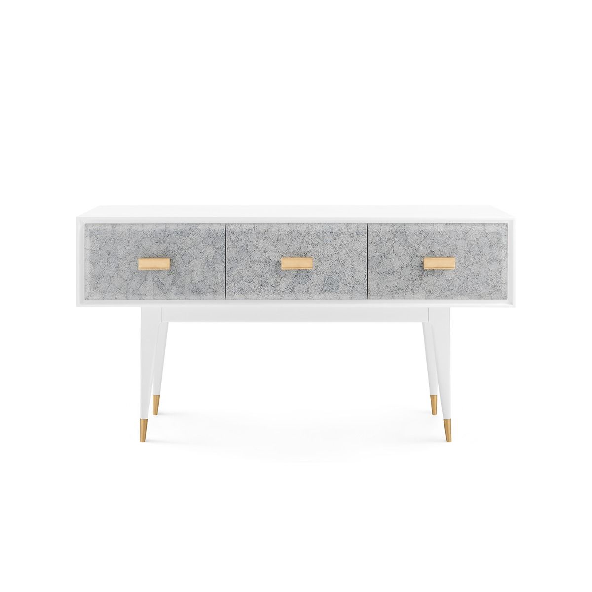 Villa & House Elisa 3 - Drawer Eggshell Console Table in Mottled Gray