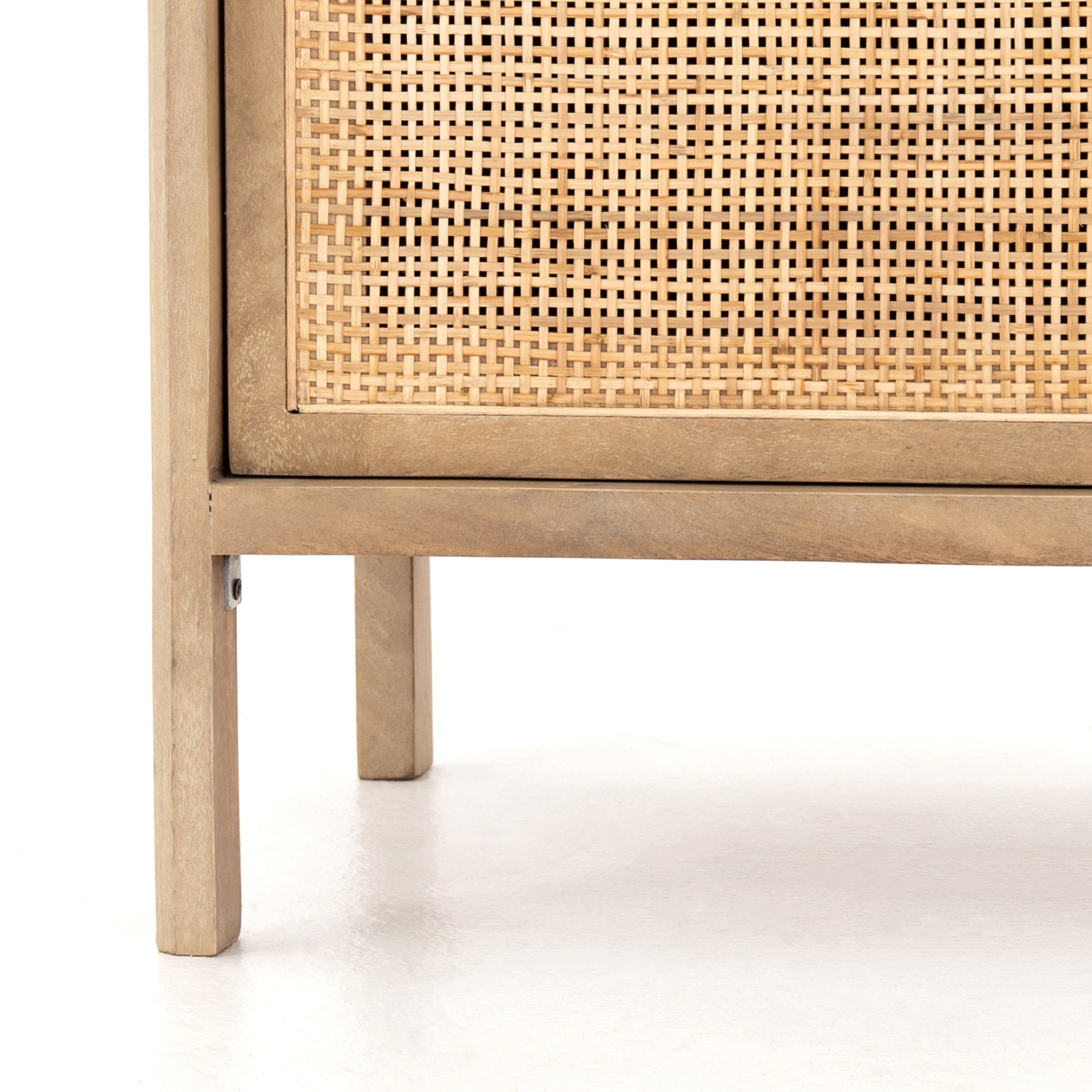 Four Hands Sydney Solid Mango Nightstand with Woven Cane and Removable Shelf