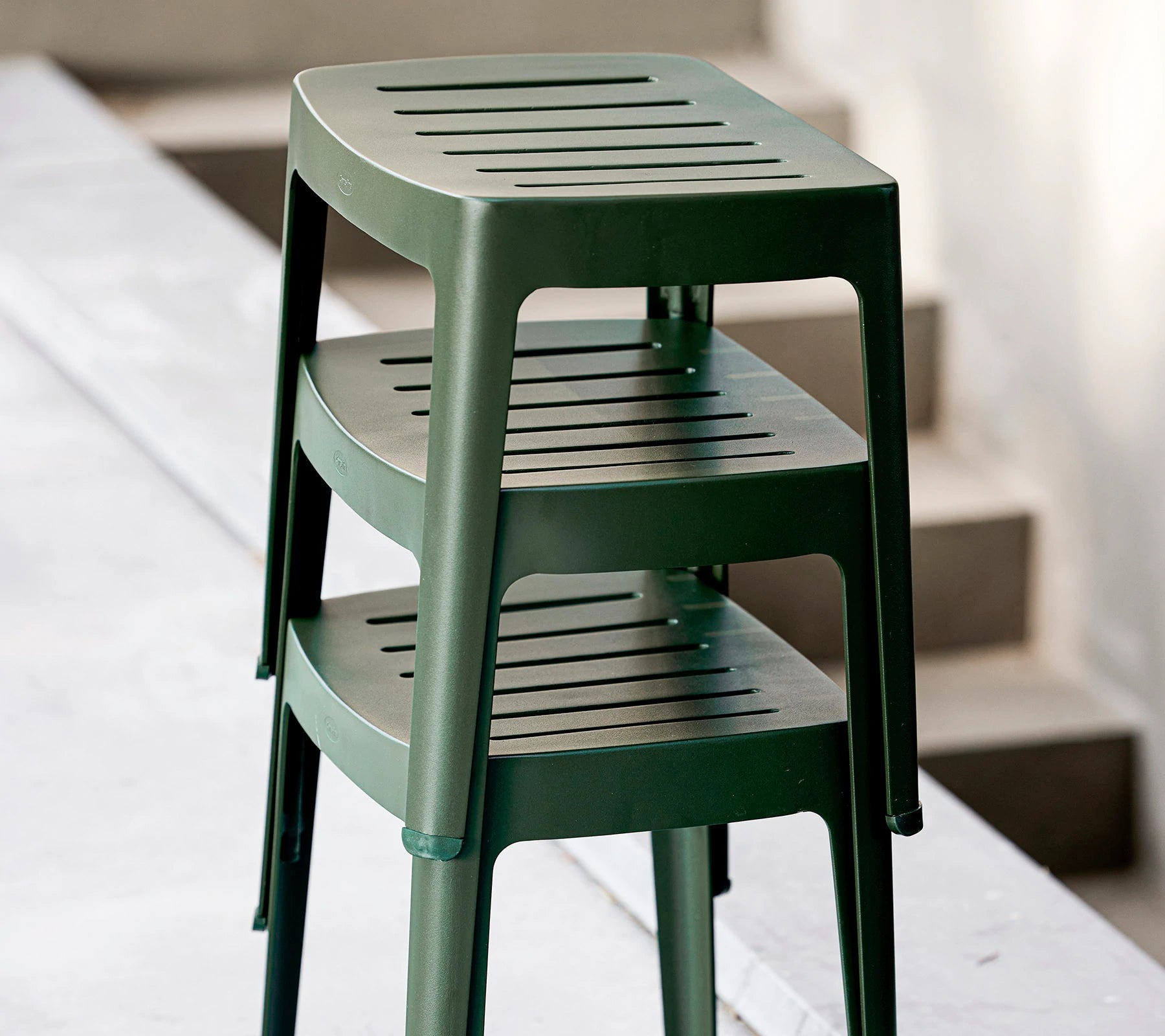 Cane-line Modern Stackable Cut Stool for Indoor and Outdoor Use