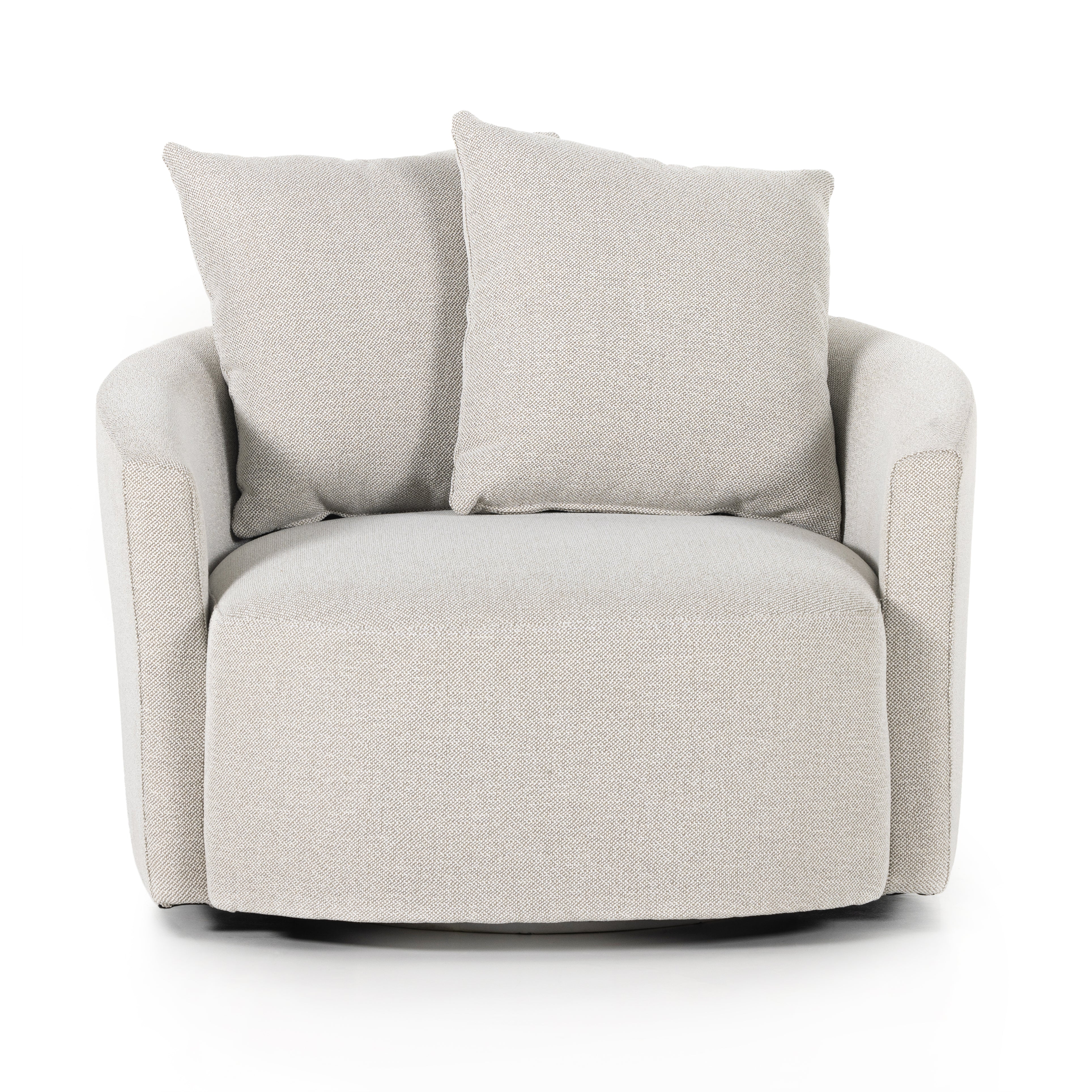 Four Hands Chloe 360-Degree Swiveling U-Shape Accent Chair with Throw Pillows