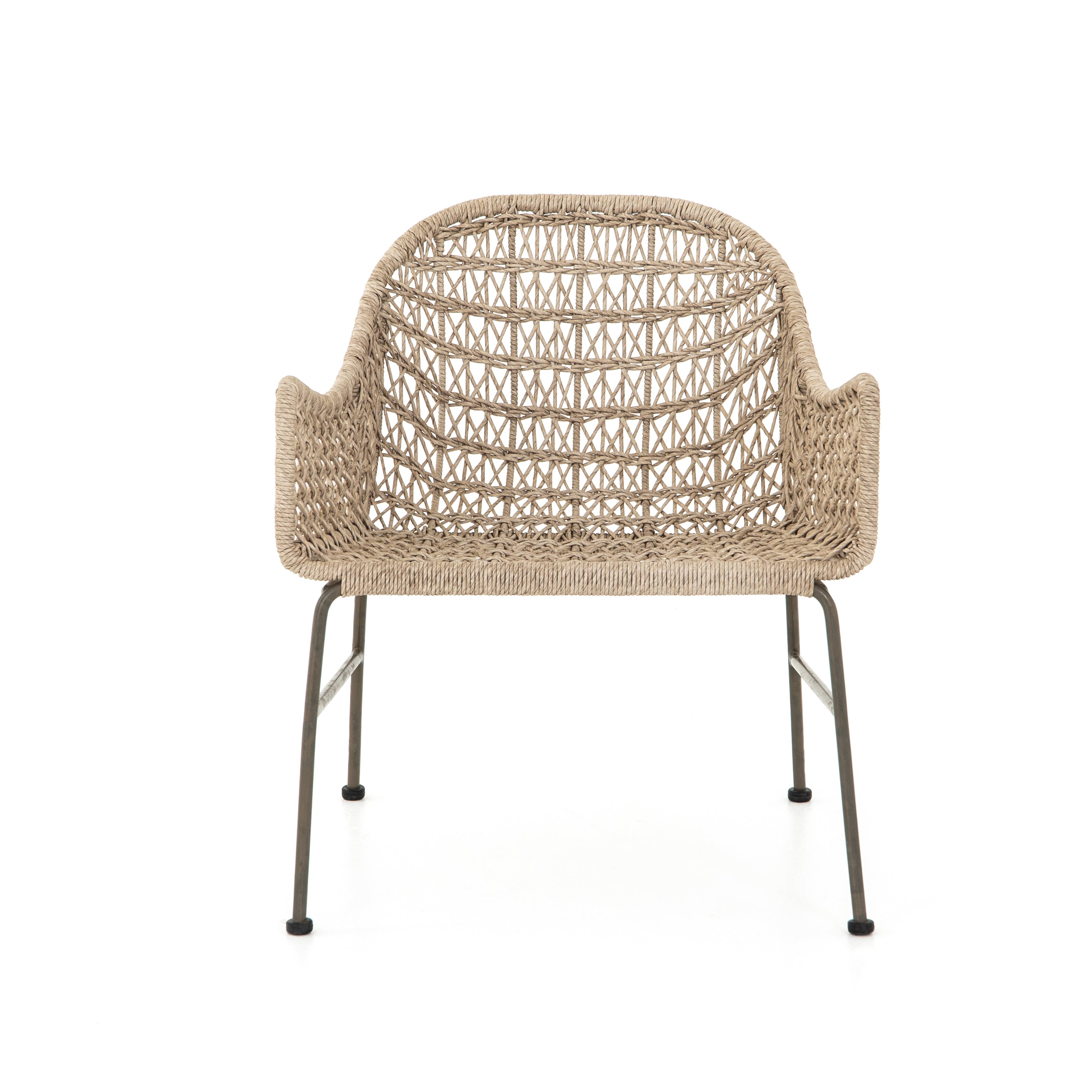 Four Hands Bandera Modern Outdoor Woven Club Chair with Black Iron Base