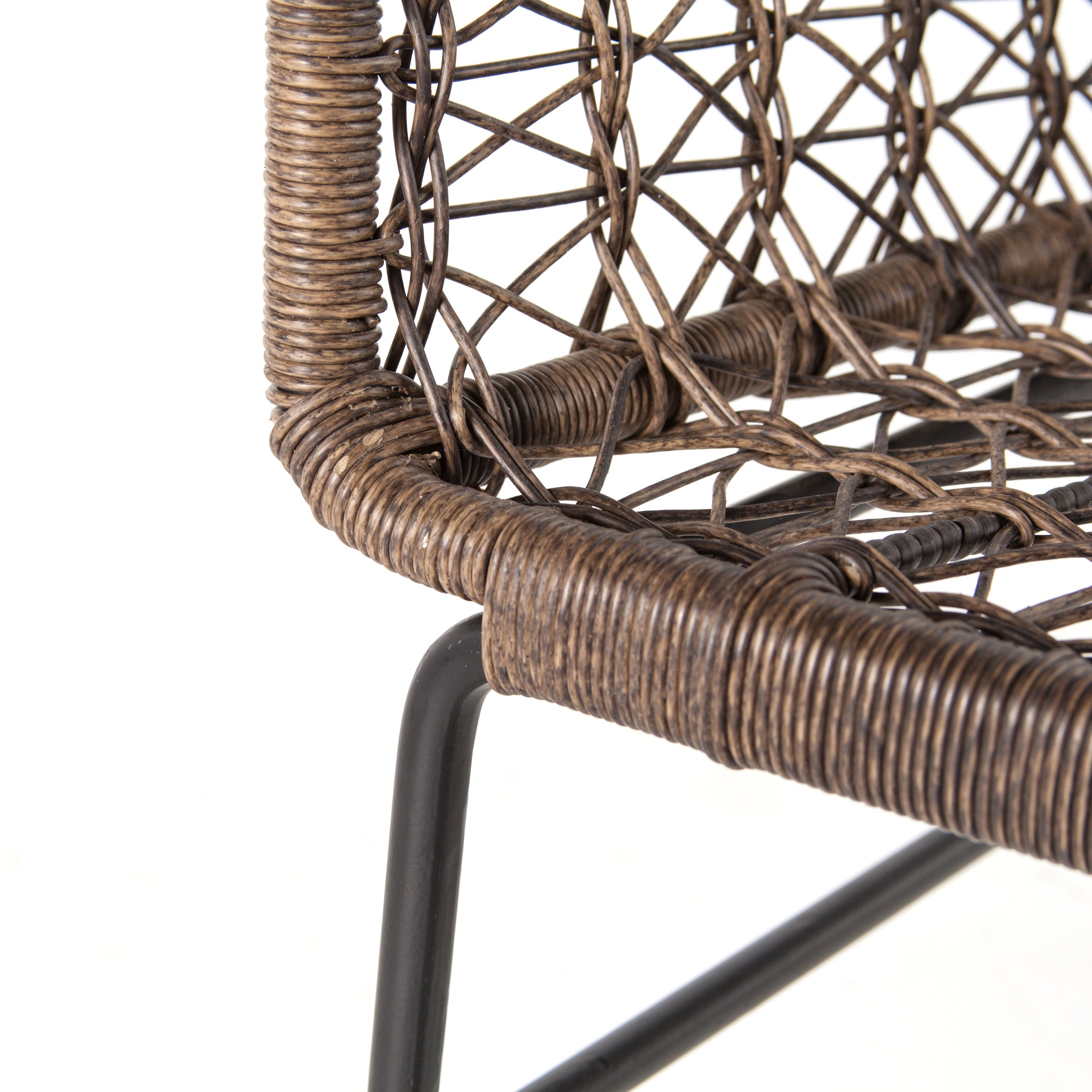 Four Hands Bandera Modern Outdoor Woven Club Chair with Black Iron Base