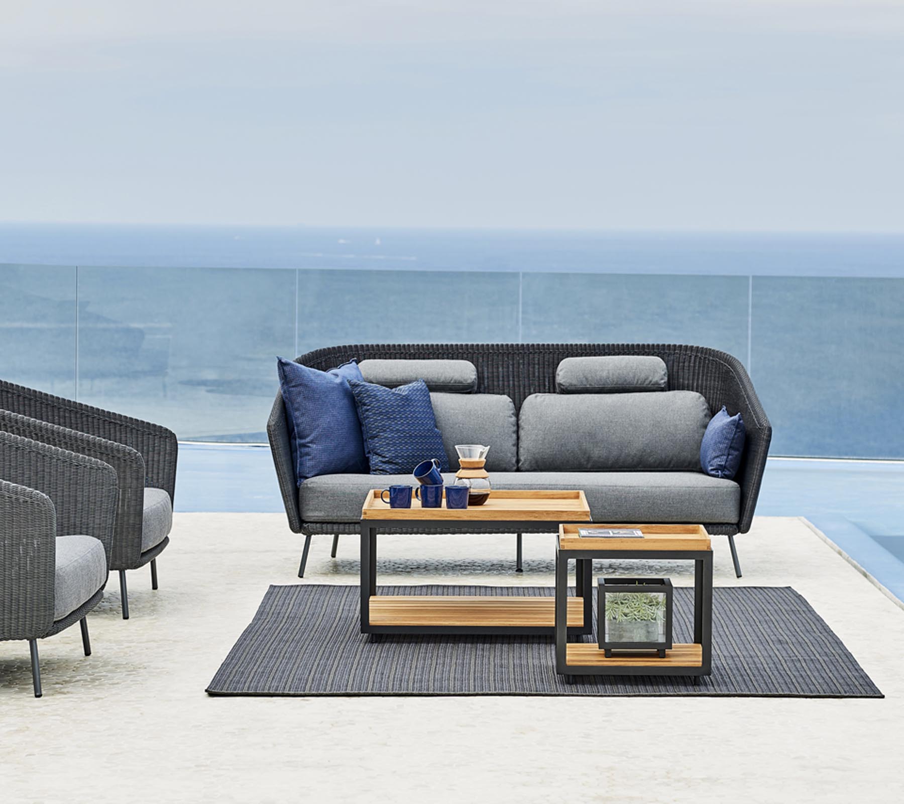 Small Cane-line Level Coffee Table with Multi - level Design