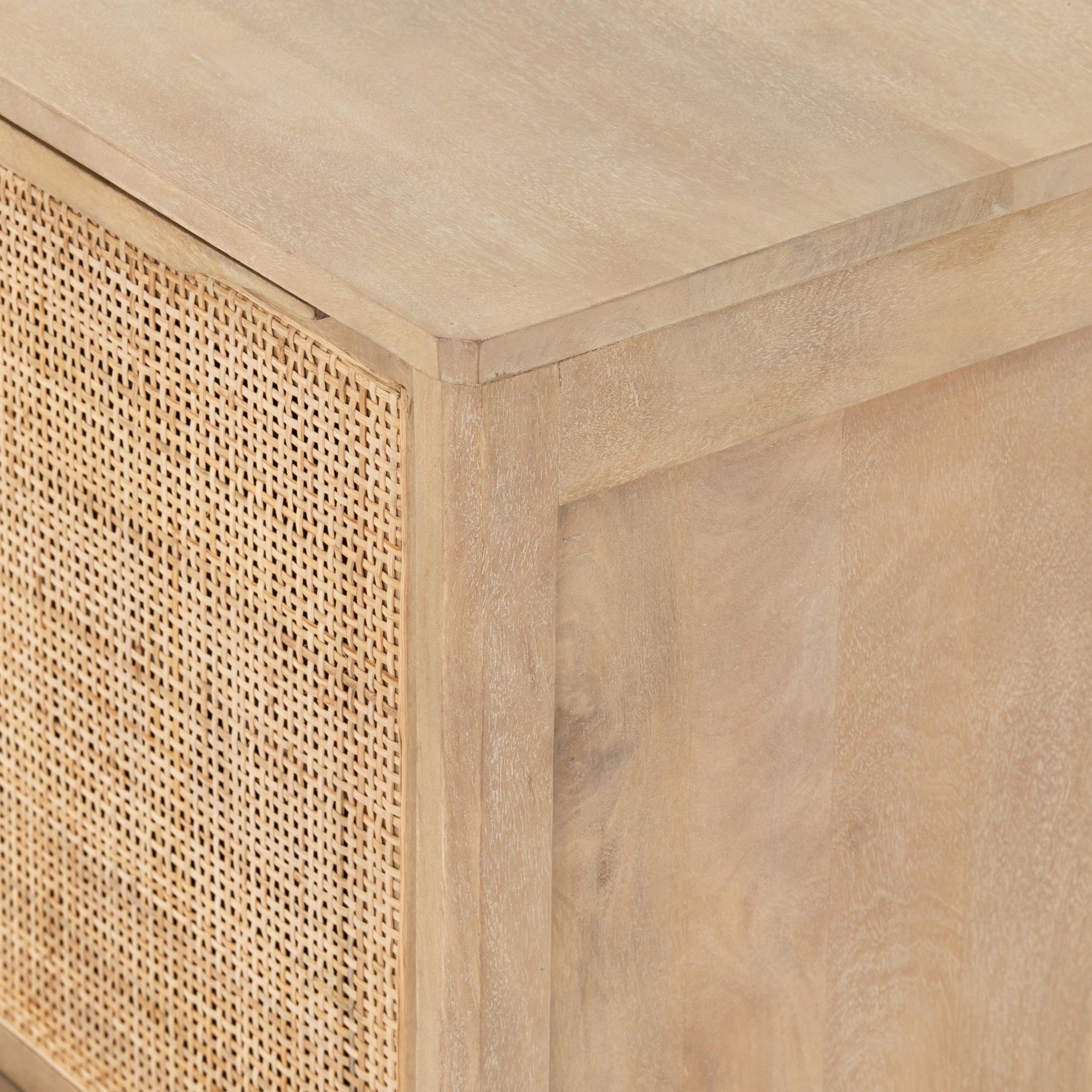 Four Hands Sydney Solid Mango Nightstand with Woven Cane and Removable Shelf