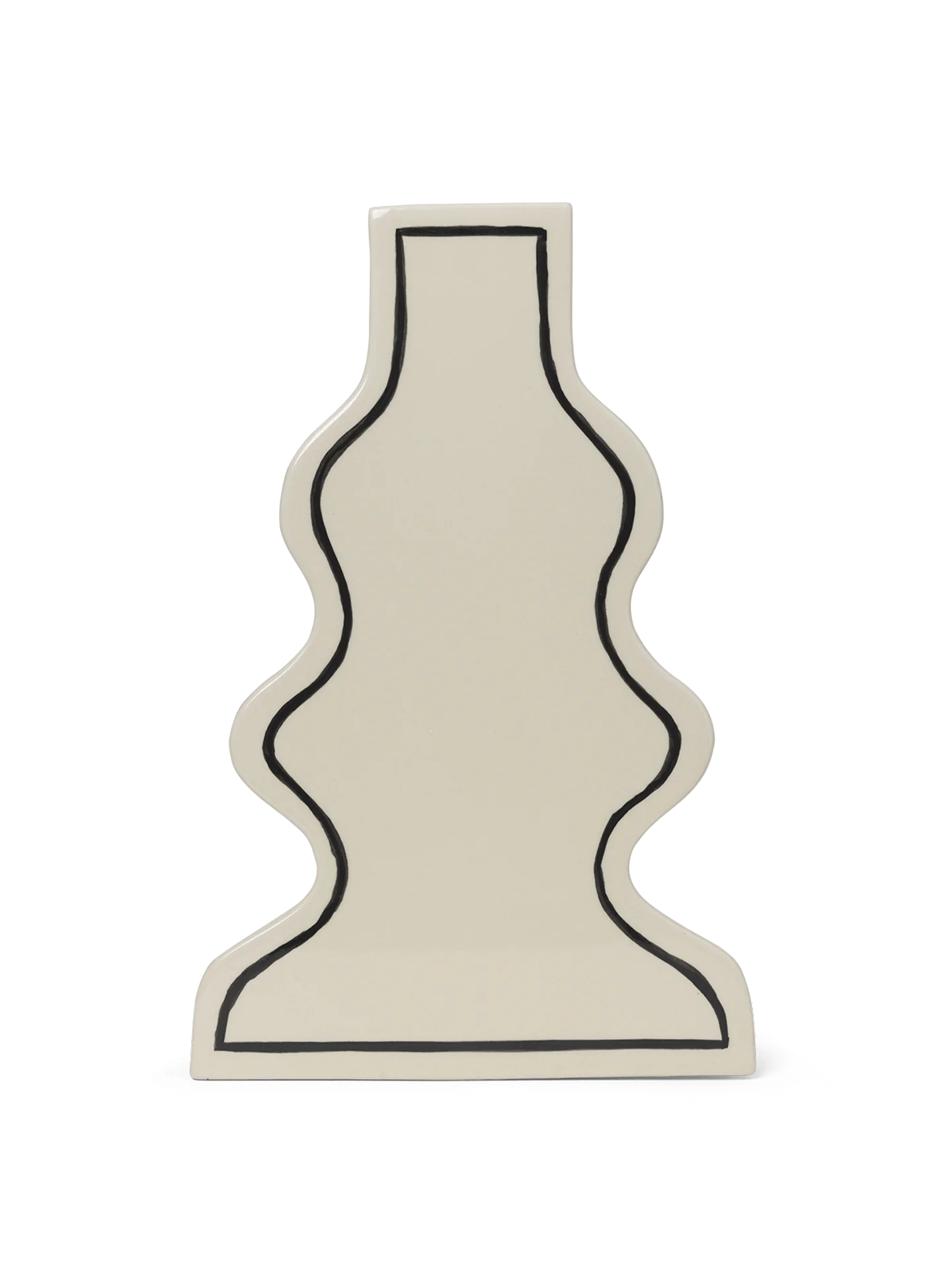 Ferm Living Hand - Painted Curvy Stoneware Paste Vase for Home Decor