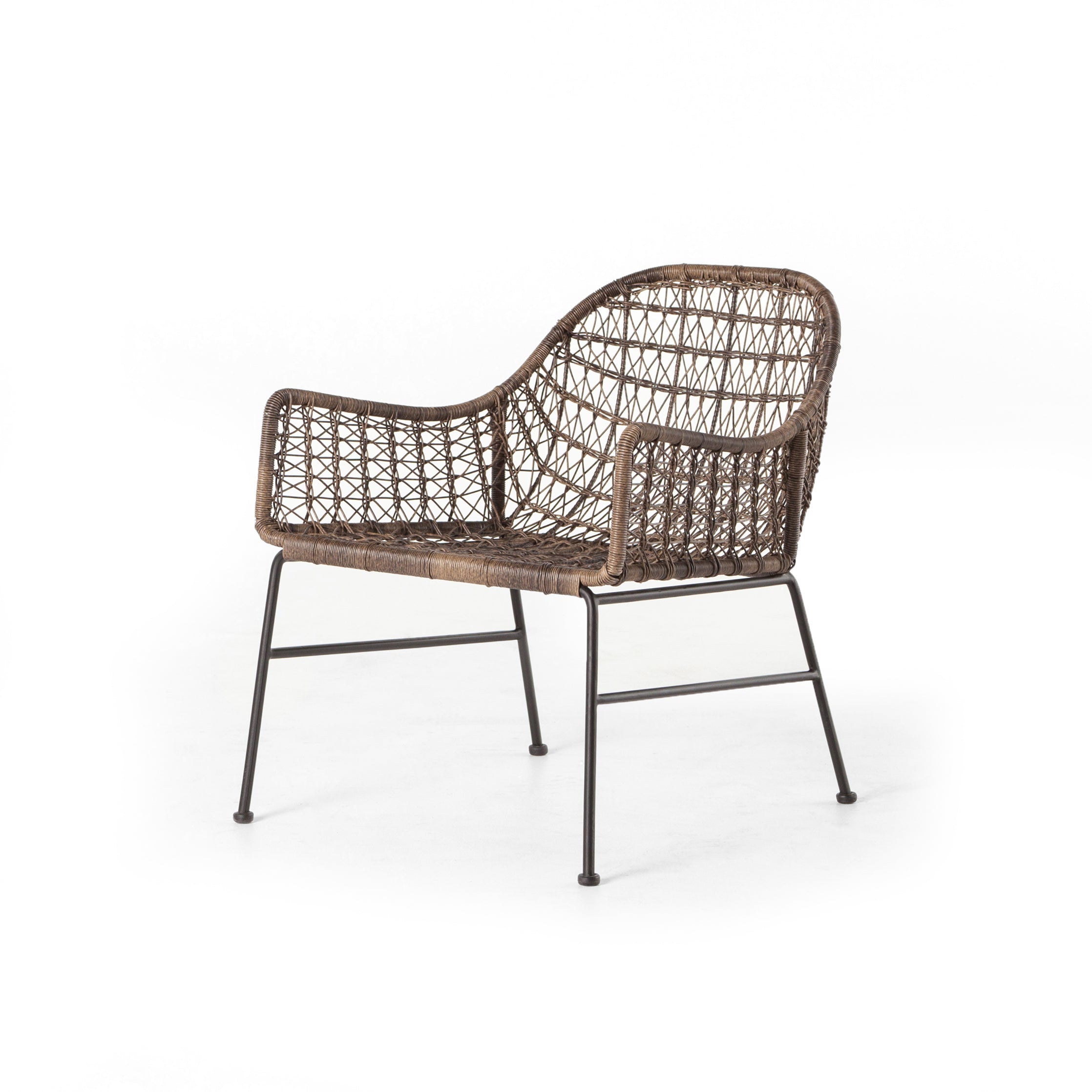 Four Hands Bandera Modern Outdoor Woven Club Chair with Black Iron Base