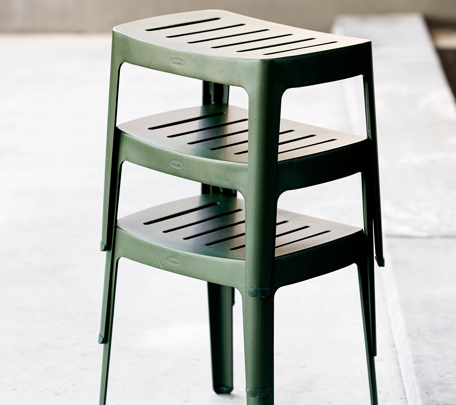 Cane-line Modern Stackable Cut Stool for Indoor and Outdoor Use